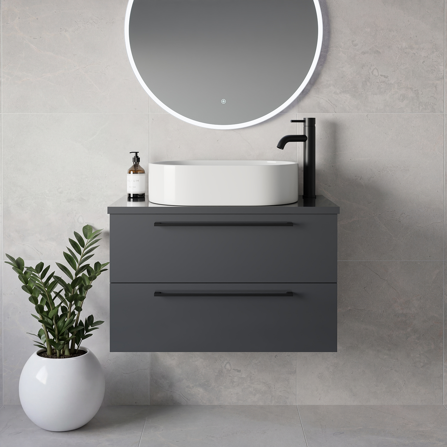 Napoli 390 Wall Mounted 2 Drawer Vanity Unit for Countertop Basins