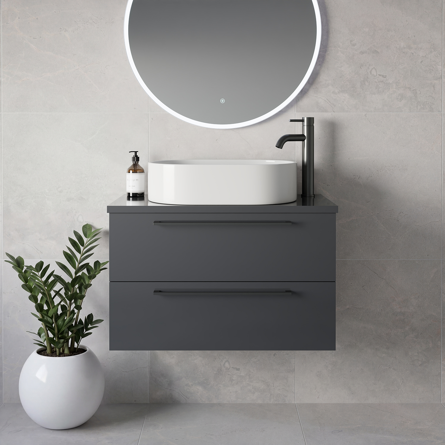 Napoli 390 Wall Mounted 2 Drawer Vanity Unit for Countertop Basins