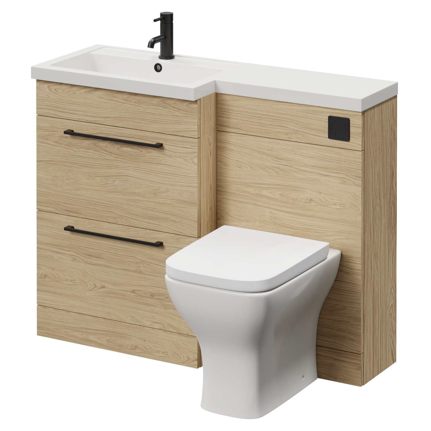 Napoli 390 2 Drawer Vanity Unit Toilet Suite with Square Left Hand Lucia Basin