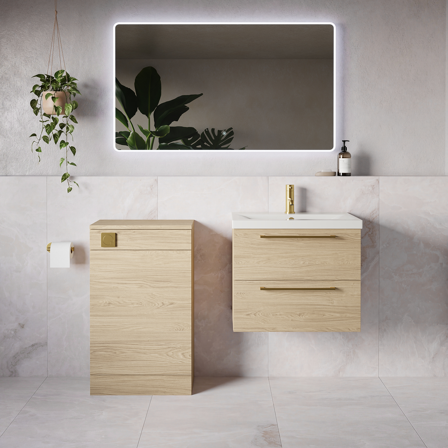 Napoli 390 Wall Mounted 2 Drawer Vanity Unit and Toilet Suite with Glide Basin