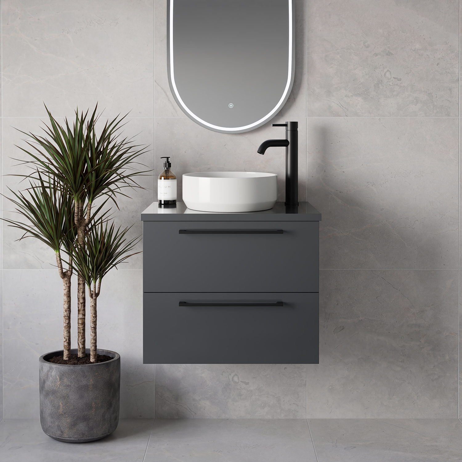 Napoli 390 Wall Mounted 2 Drawer Vanity Unit for Countertop Basins