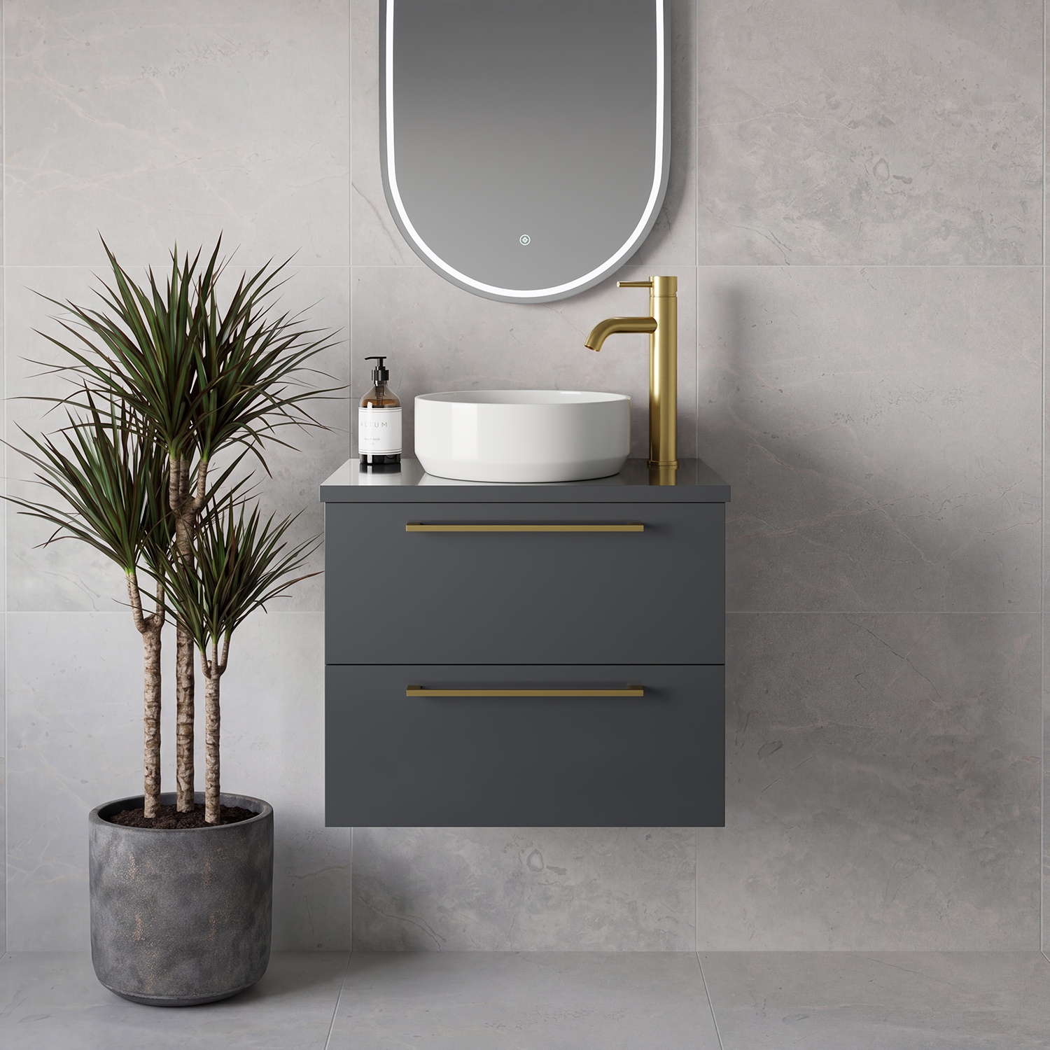 Napoli 390 Wall Mounted 2 Drawer Vanity Unit for Countertop Basins