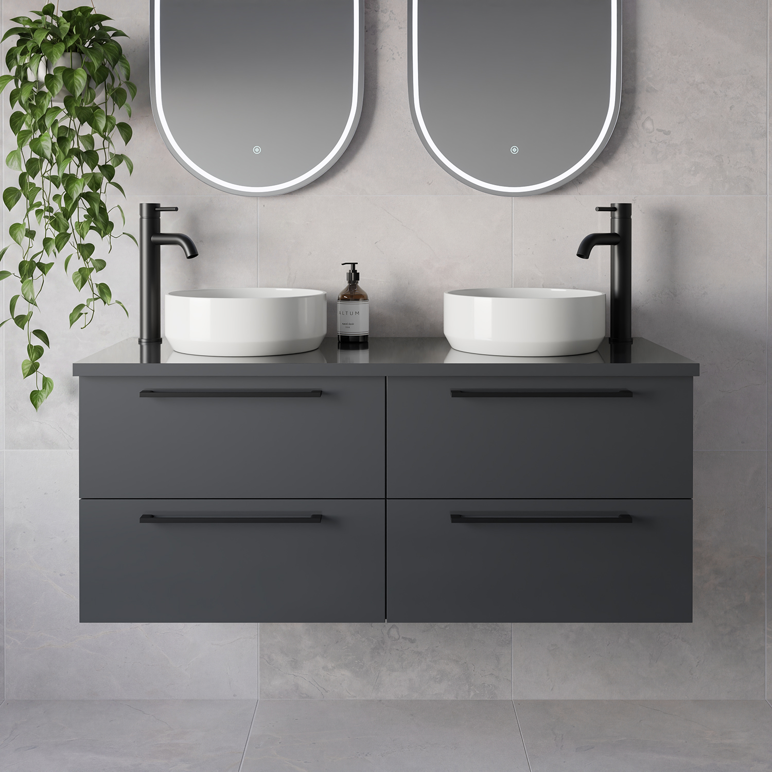 Napoli 460 Wall Mounted 4 Drawer Vanity Unit for Countertop Basins