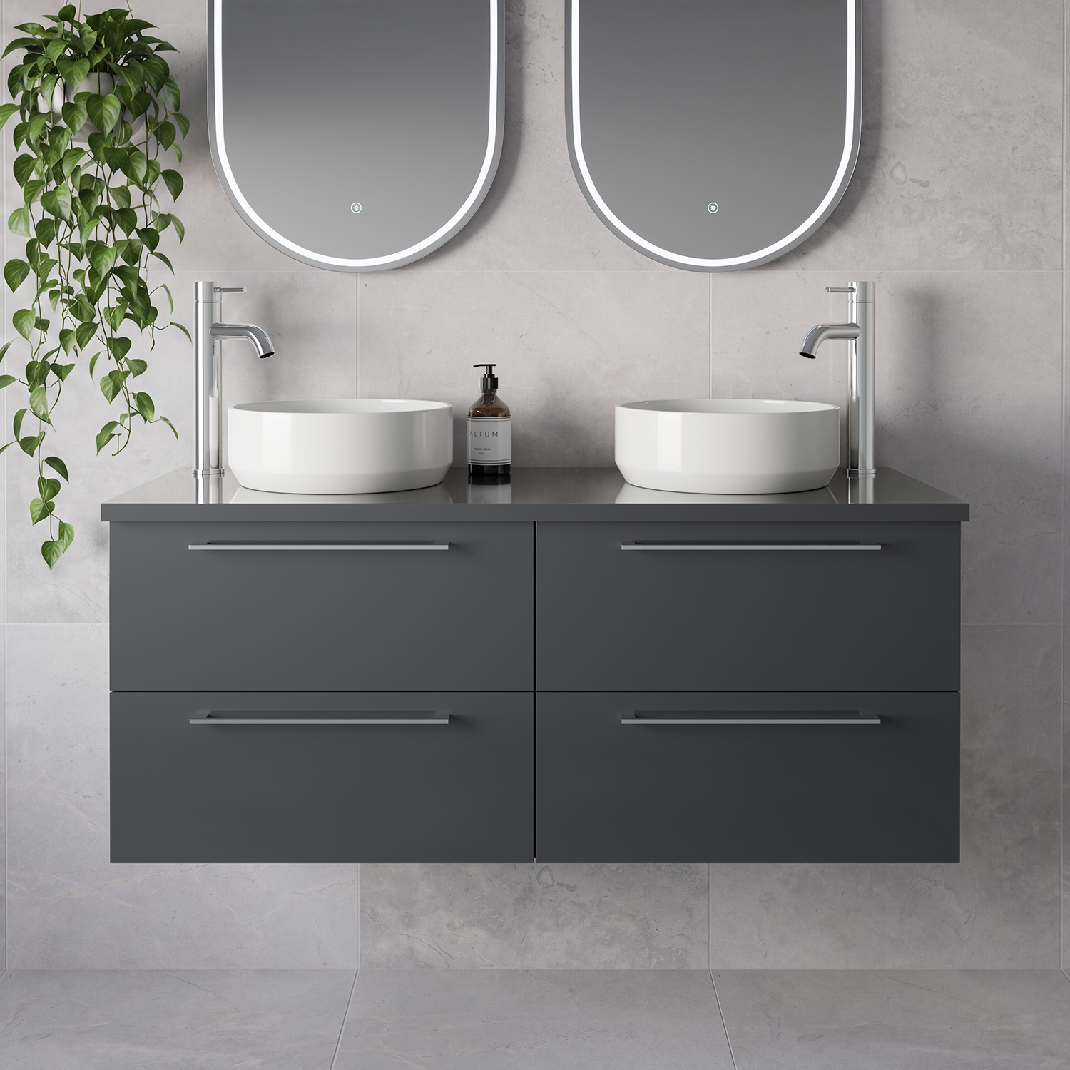 Napoli 460 Wall Mounted 4 Drawer Vanity Unit for Countertop Basins