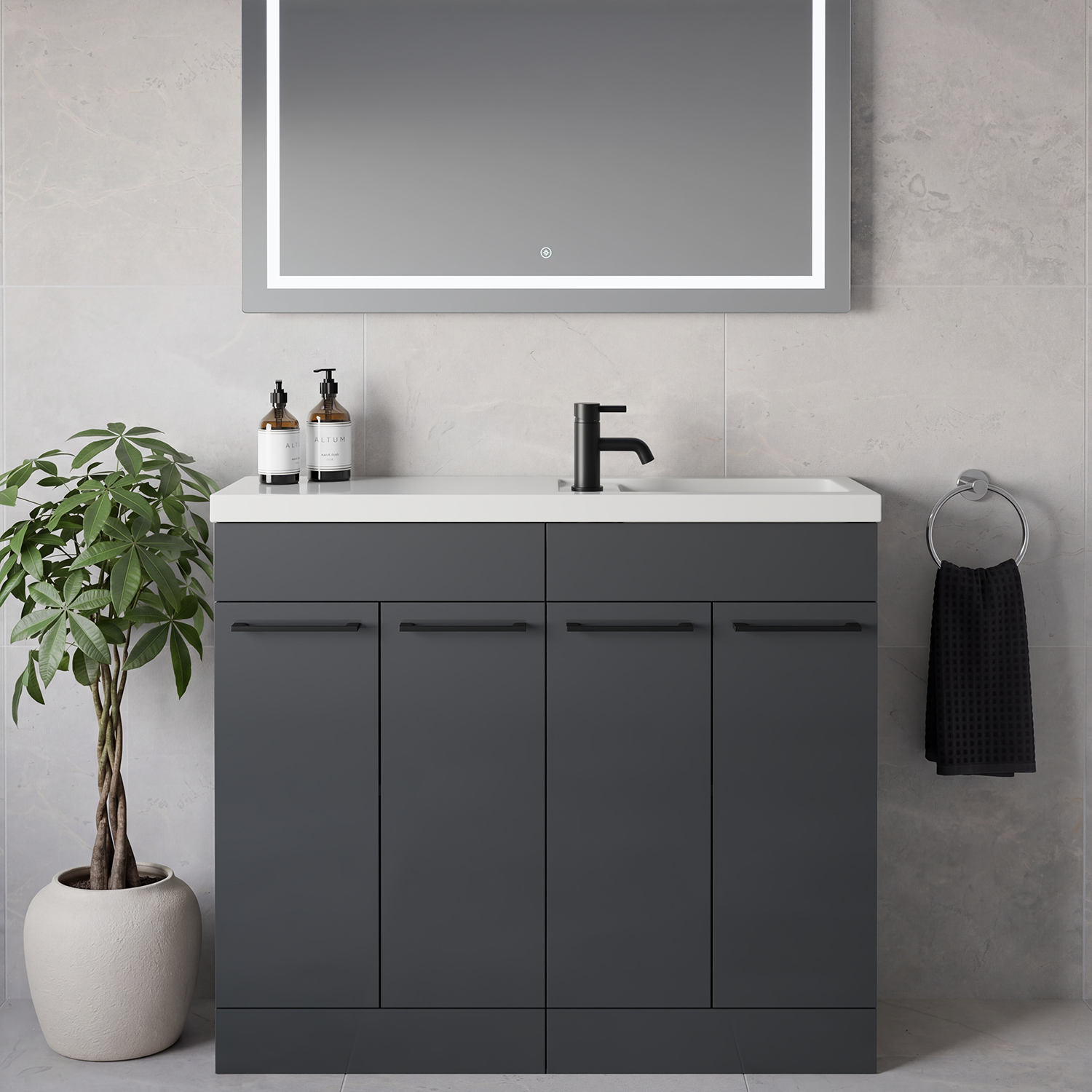 Napoli 250 4 Door Vanity Unit with Square Silvo Basin