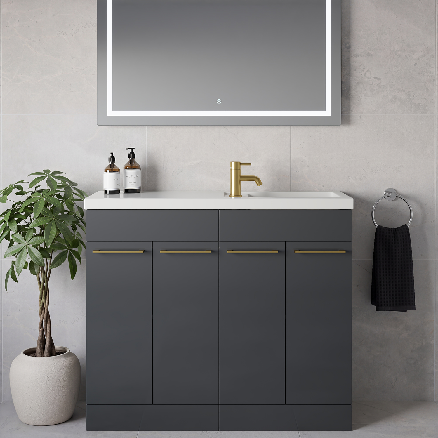 Napoli 250 4 Door Vanity Unit with Square Silvo Basin