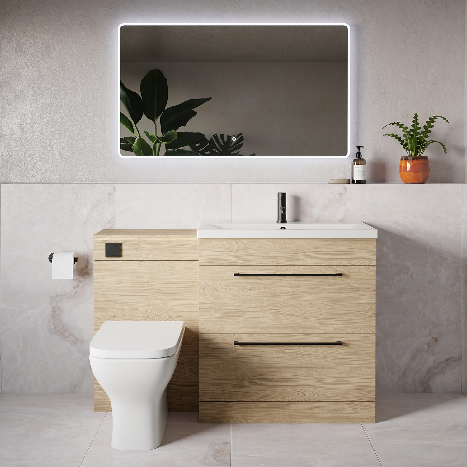 Napoli 390 2 Drawer Vanity Unit Toilet Suite with Glide Basin