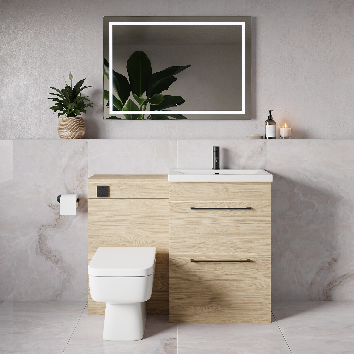 Napoli 390 2 Drawer Vanity Unit Toilet Suite with Glide Basin