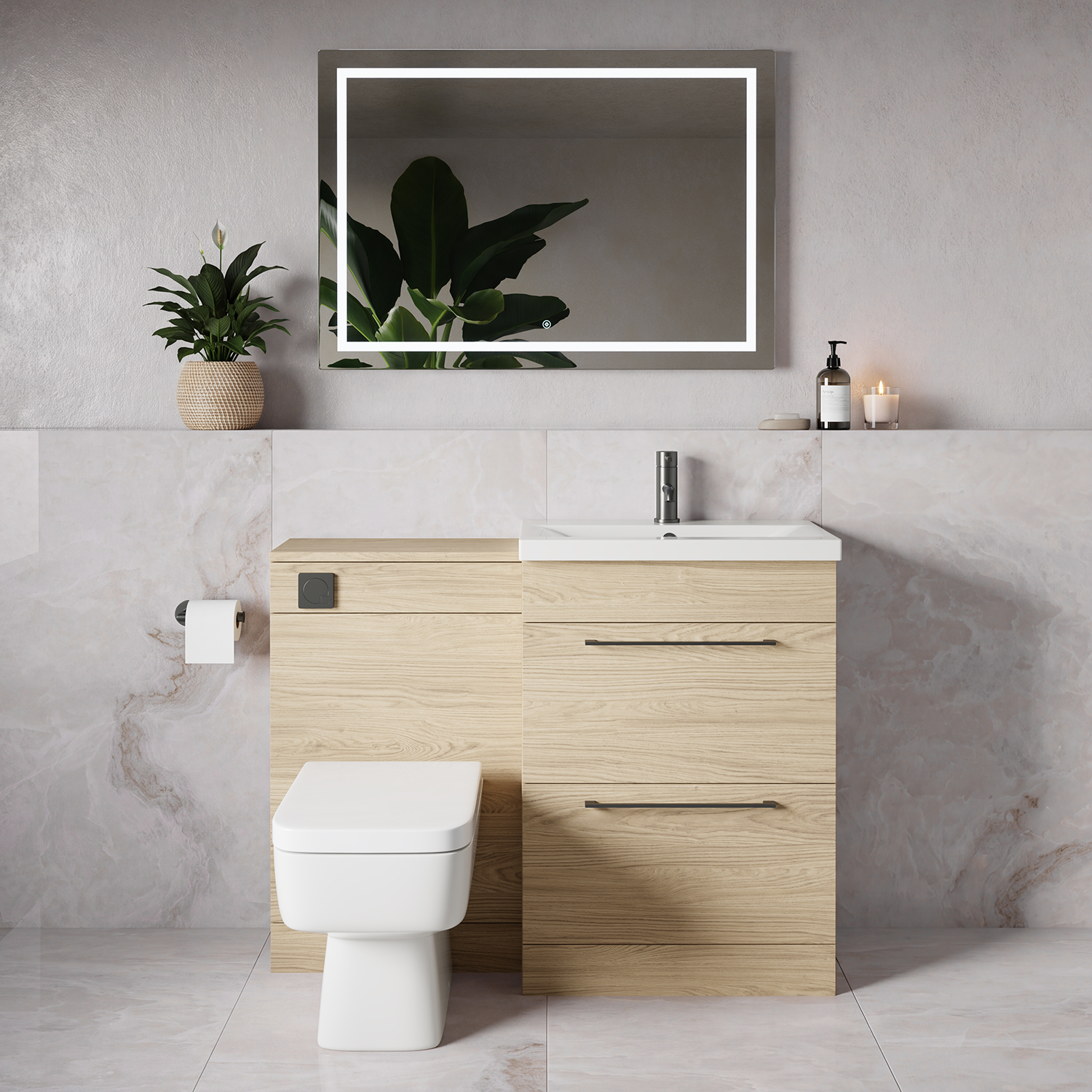 Napoli 390 2 Drawer Vanity Unit Toilet Suite with Glide Basin