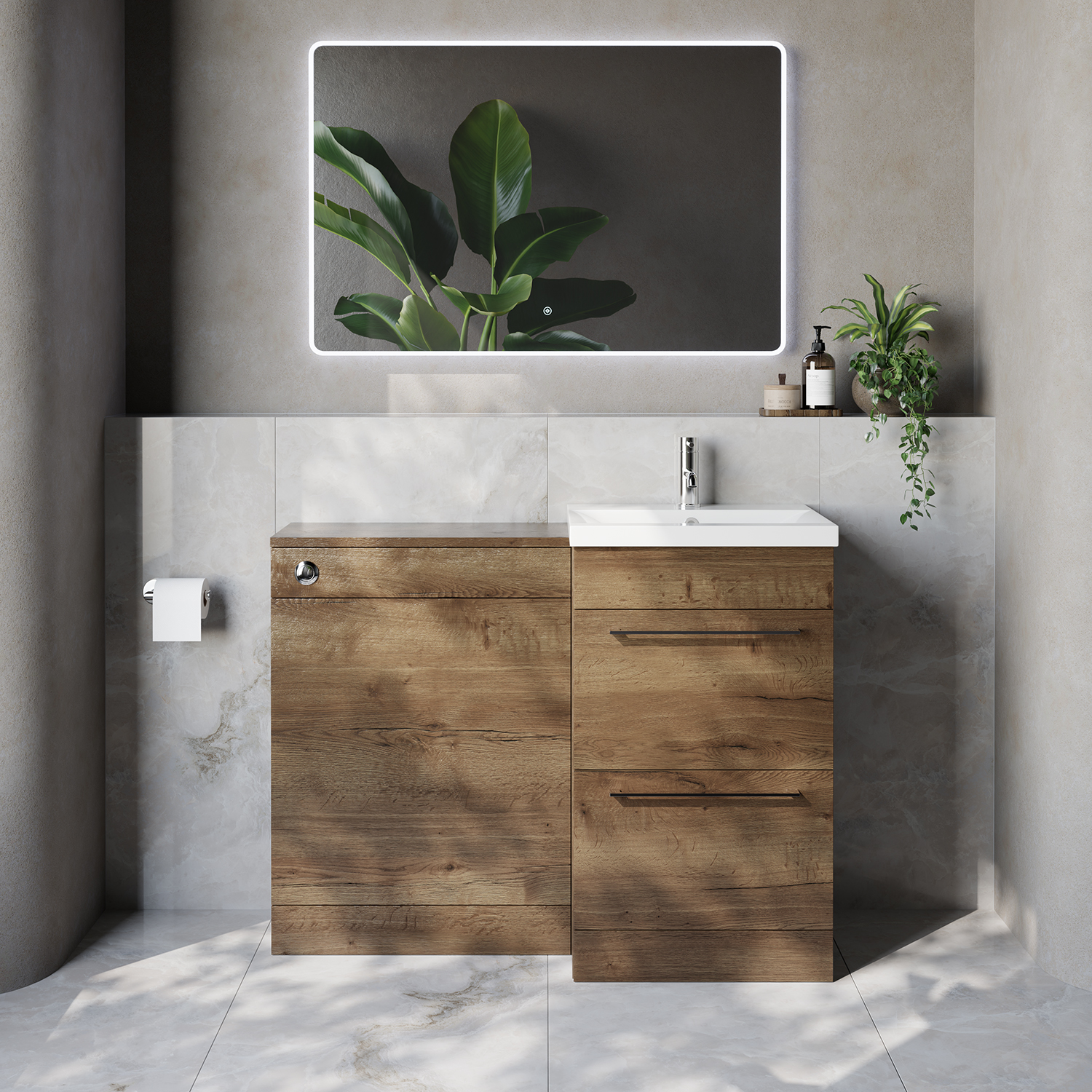 Napoli 390 Cento 2 Drawer Vanity Unit Toilet Suite with Glide Basin