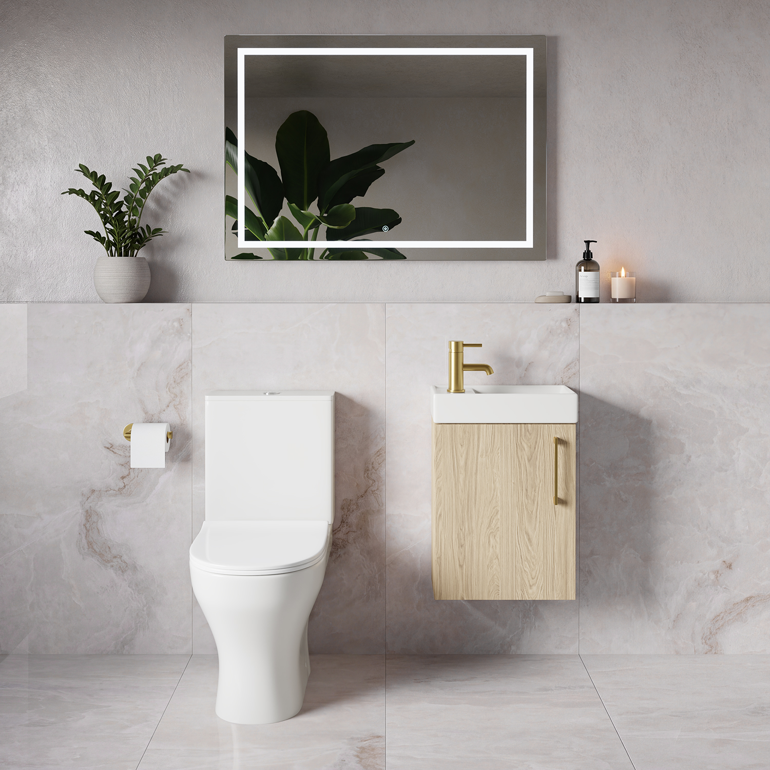 Napoli Cube Single Door Wall Mounted Vanity Unit and Jubilee Toilet Suite with Align Basin