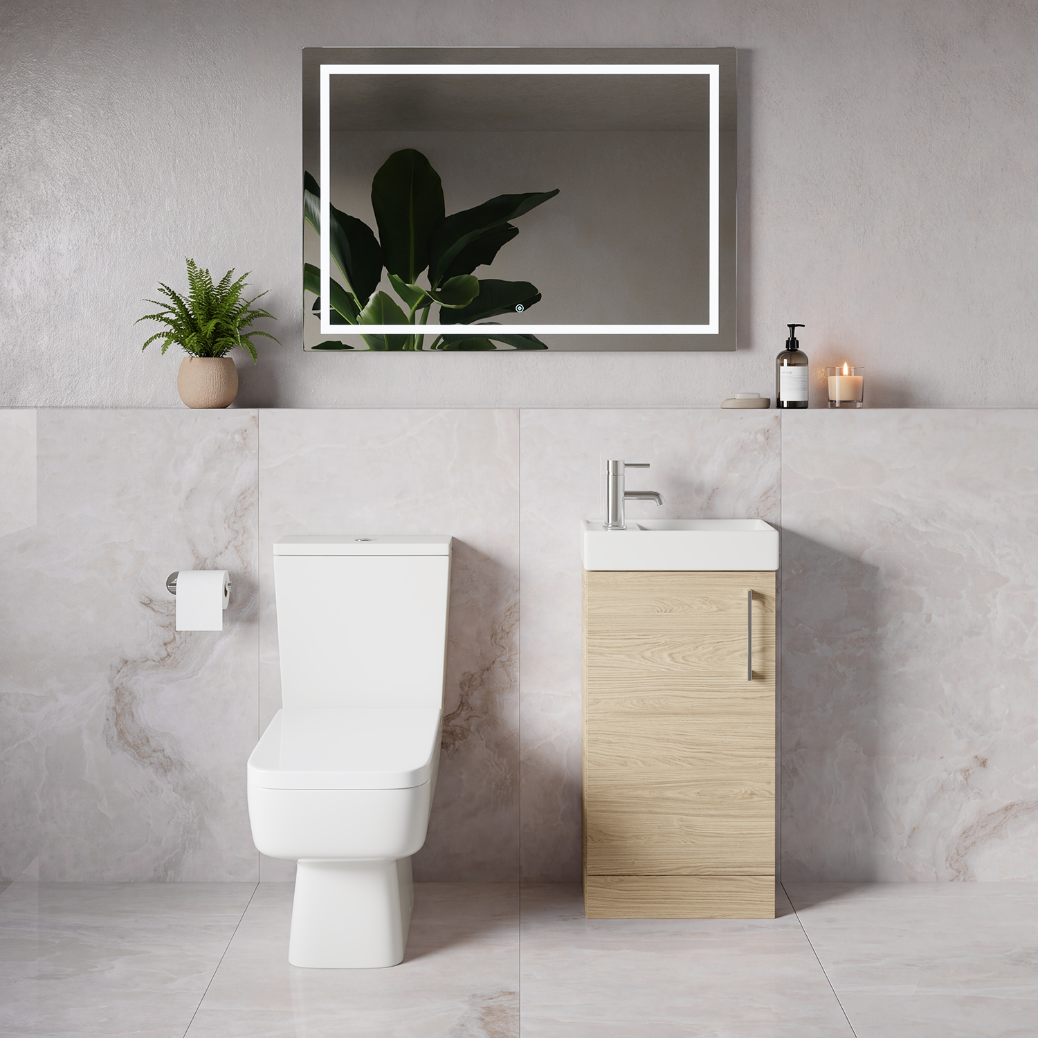 Napoli Cube Single Door Vanity Unit and Toilet Suite with Align Basin