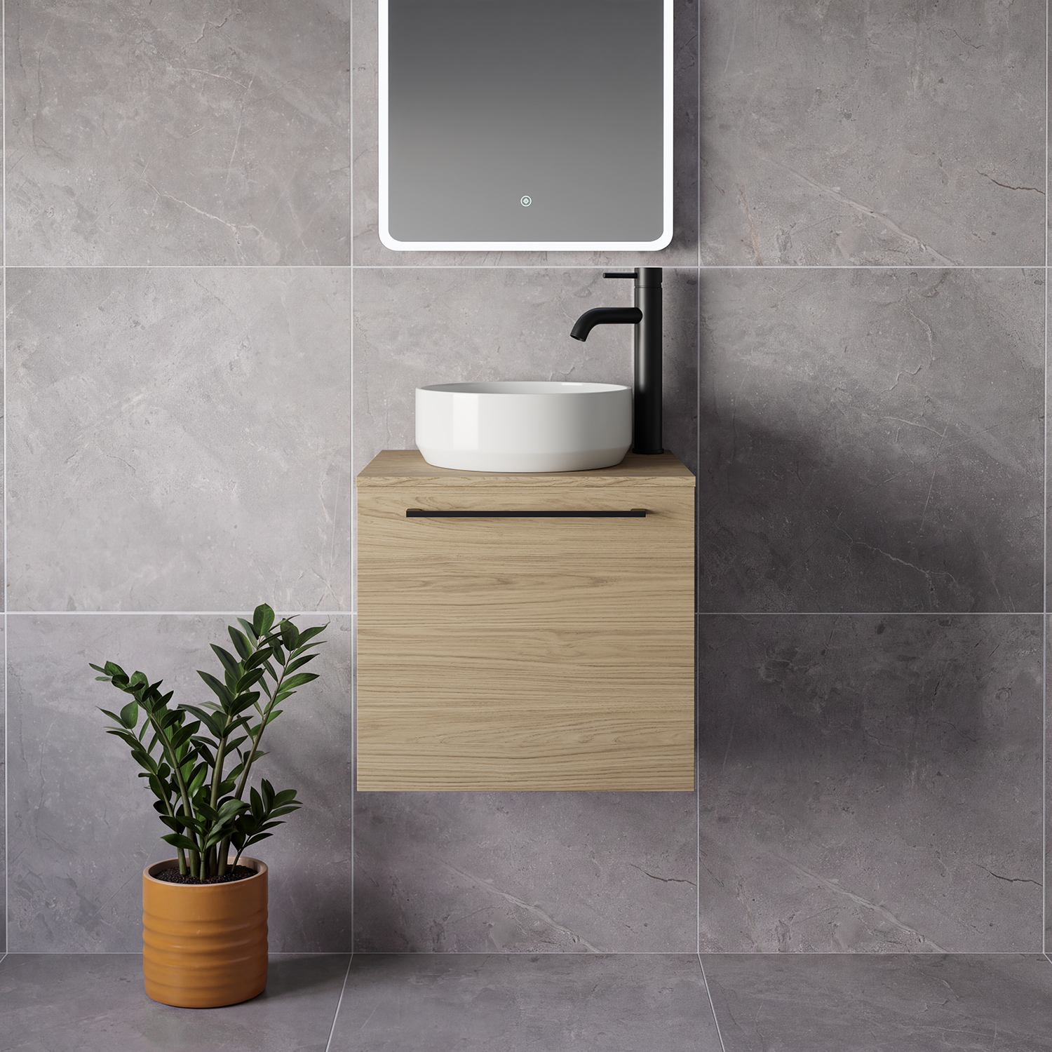 Napoli 390 Wall Mounted Single Drawer Vanity Unit for Countertop Basins