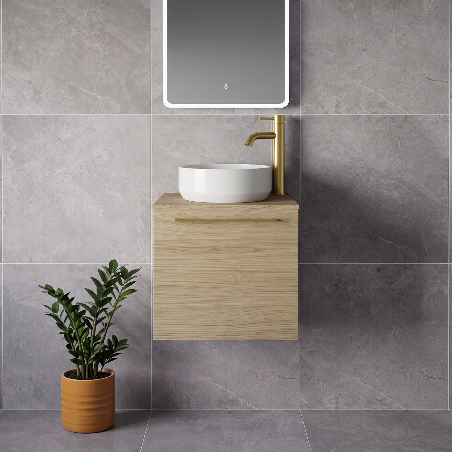 Napoli 390 Wall Mounted Single Drawer Vanity Unit for Countertop Basins