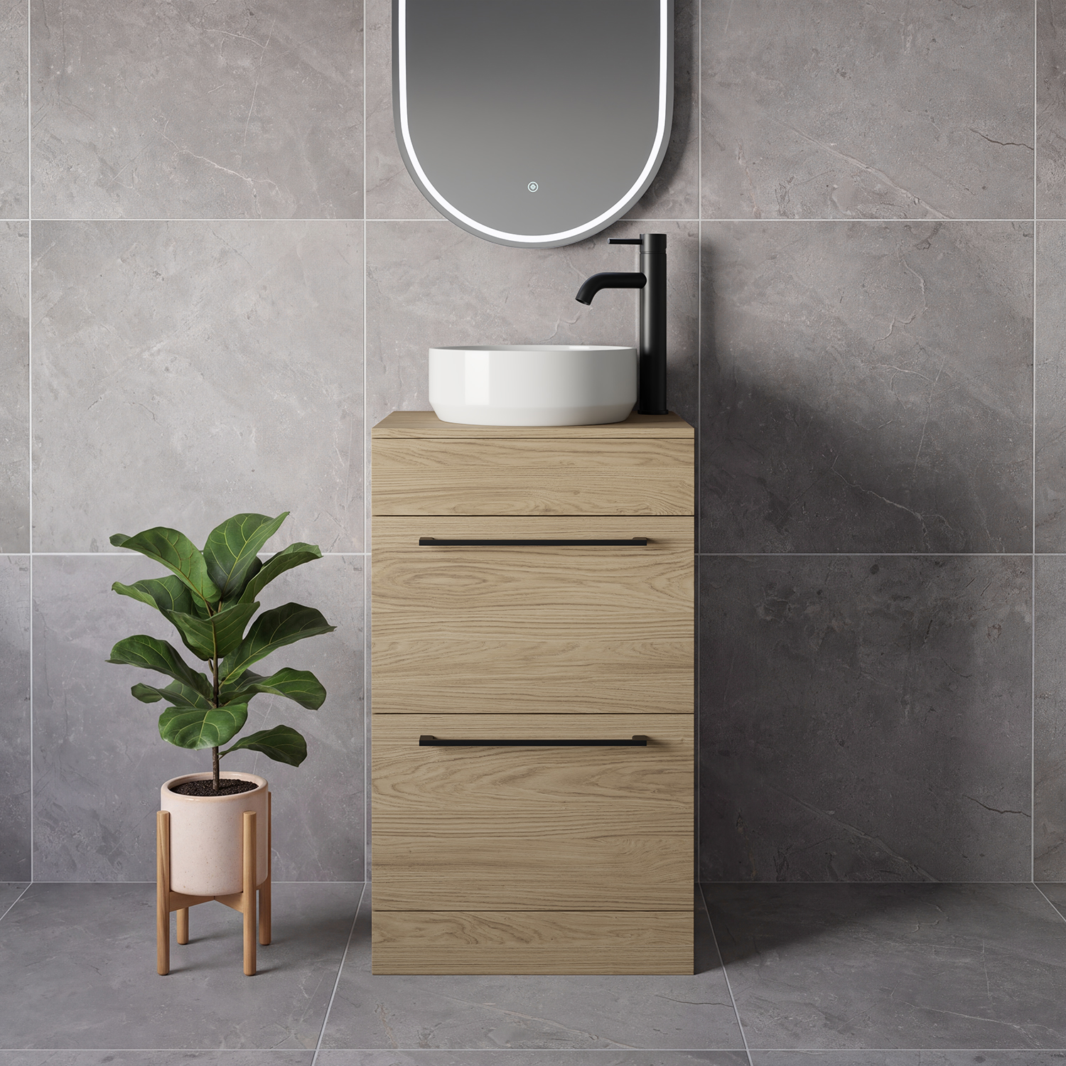 Napoli 390 2 Drawer Vanity Unit for Countertop Basins