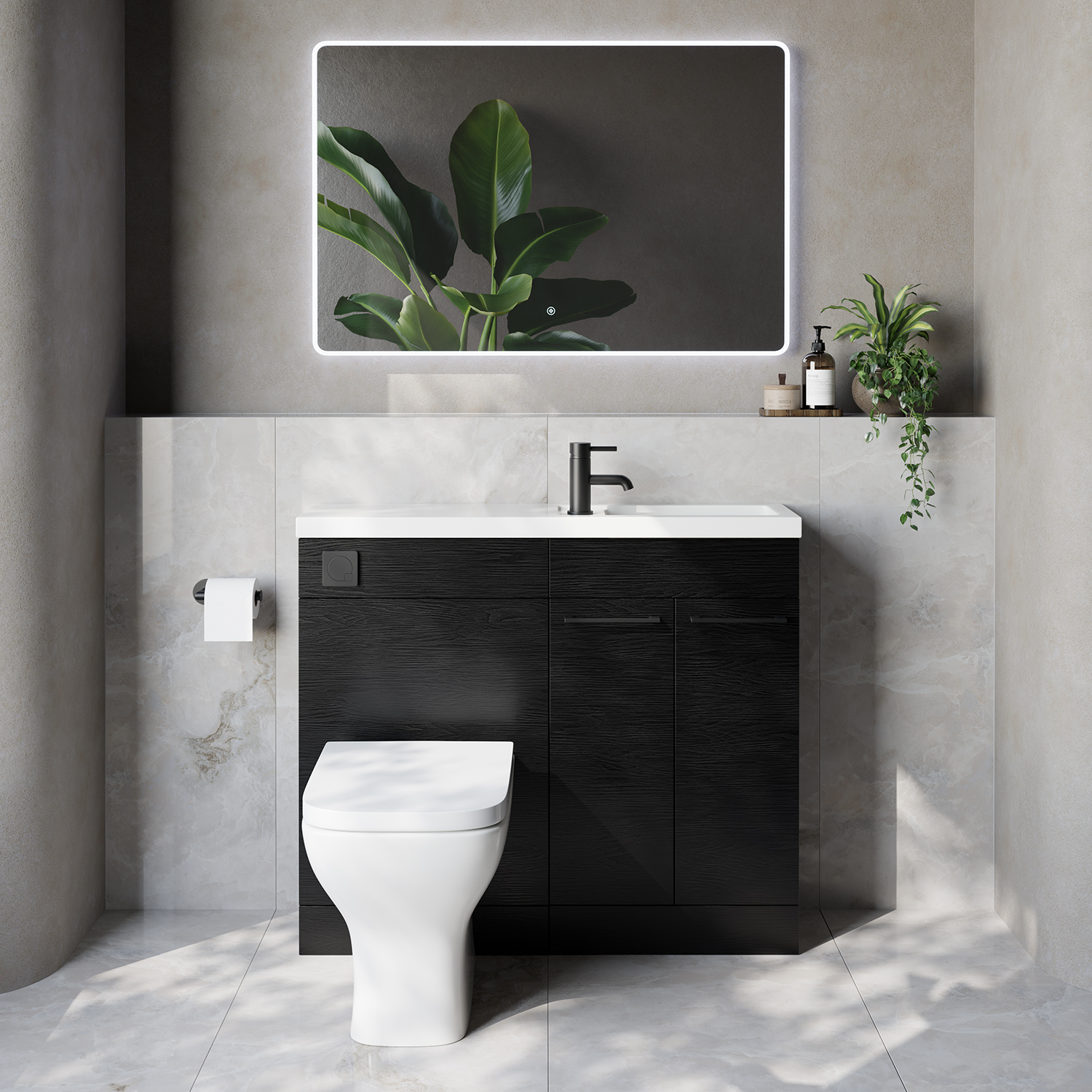 Napoli 250 2 Door Vanity Unit Toilet Suite with Square Silvo Basin
