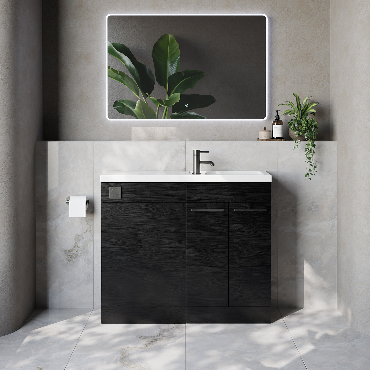 Napoli 250 2 Door Vanity Unit Toilet Suite with Square Silvo Basin