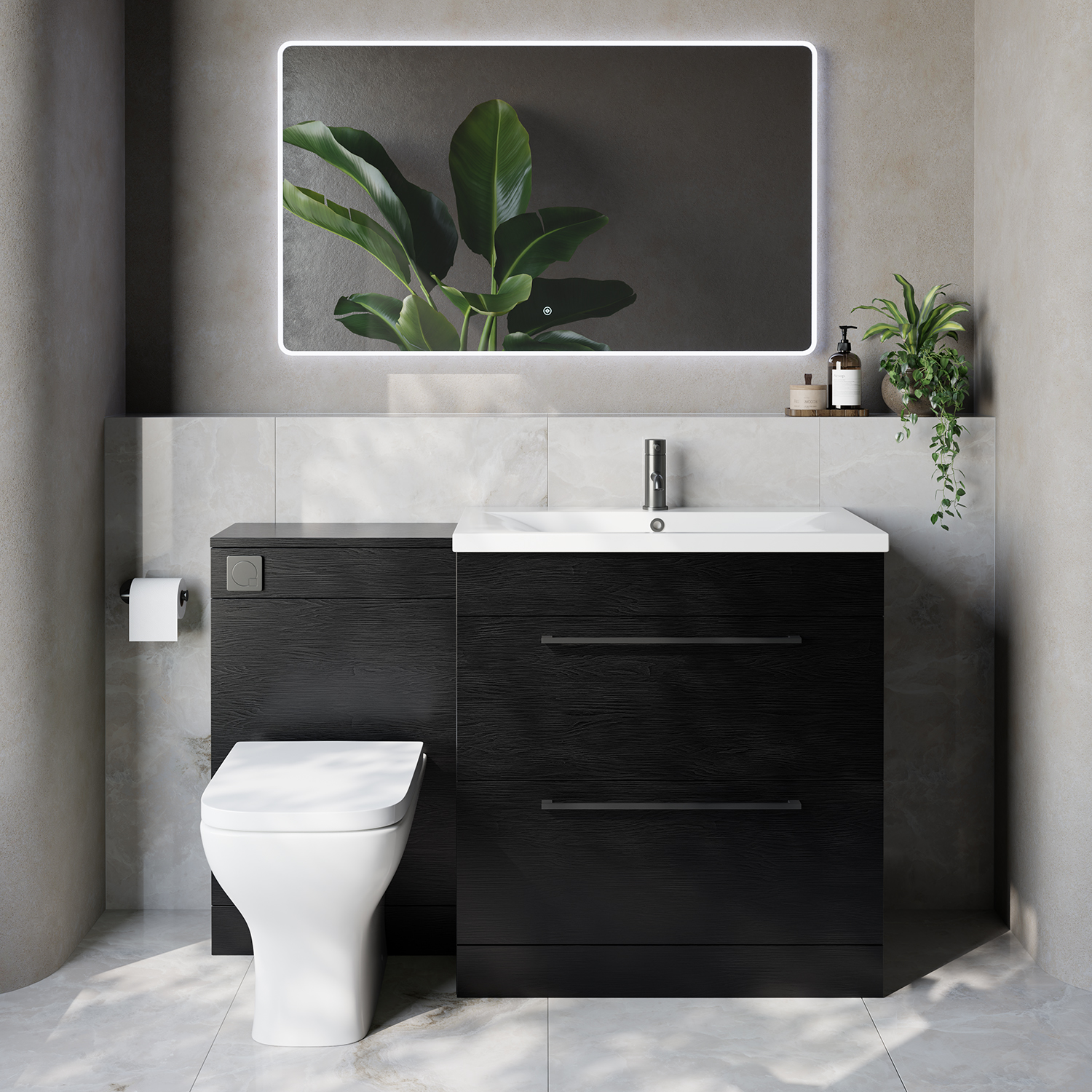Napoli 460 2 Drawer Vanity Unit Toilet Suite with Glide Basin