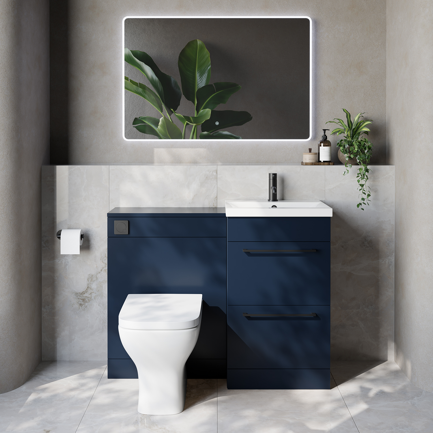 Napoli 390 Cento 2 Drawer Vanity Unit Toilet Suite with Glide Basin