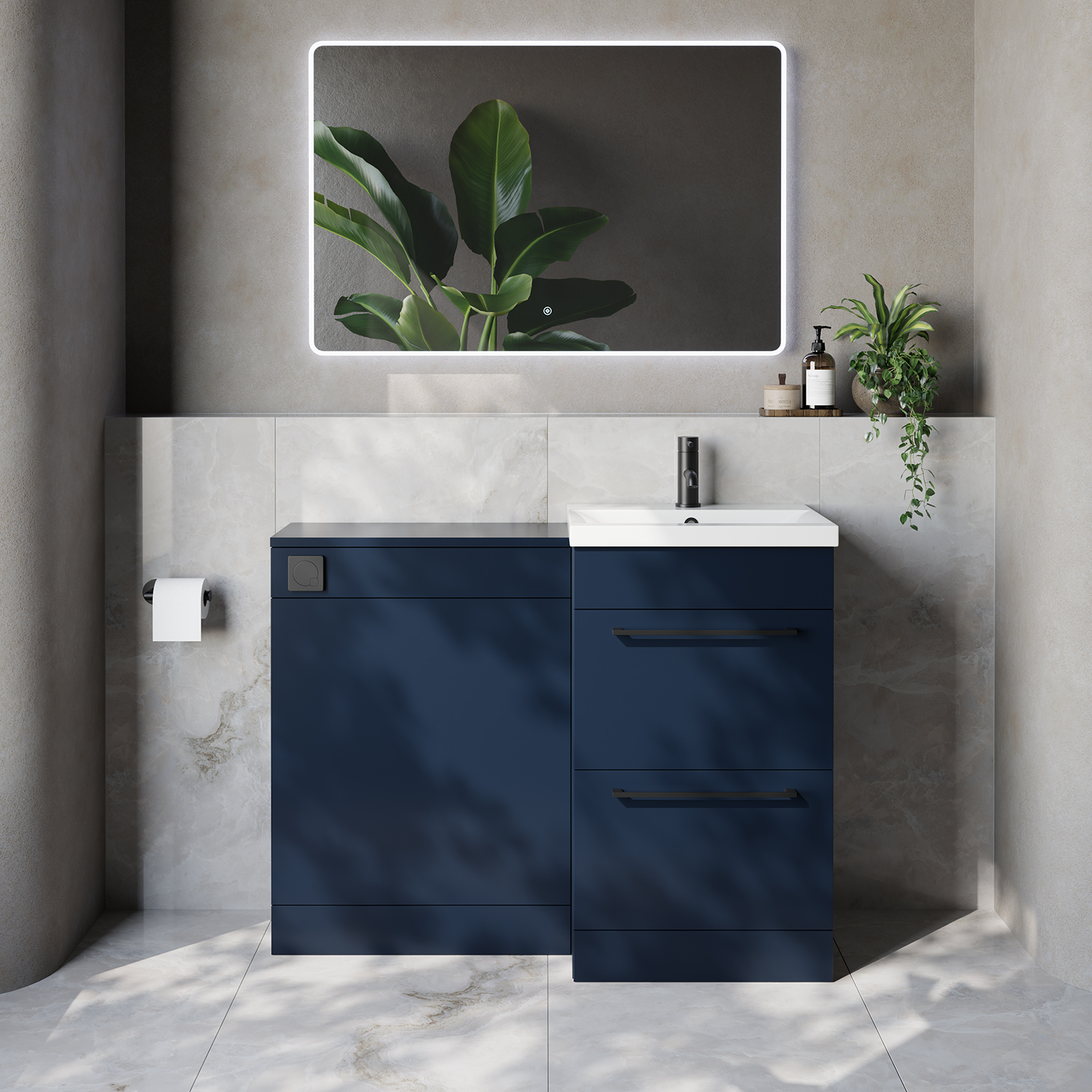 Napoli 390 Cento 2 Drawer Vanity Unit Toilet Suite with Glide Basin