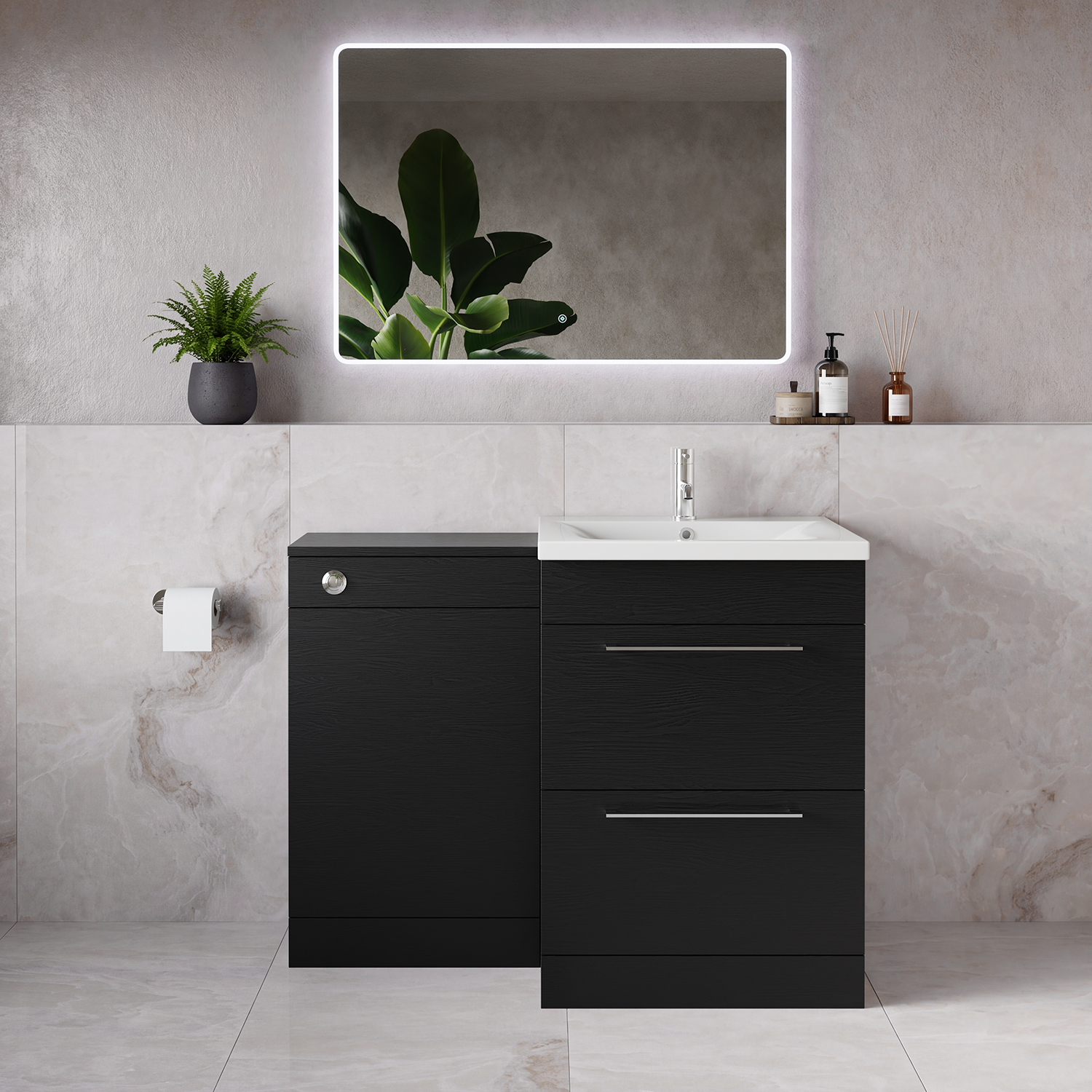 Napoli 460 2 Drawer Vanity Unit Toilet Suite with Glide Basin