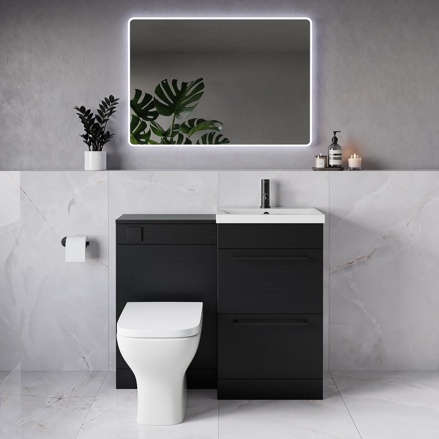 Napoli 390 2 Drawer Vanity Unit Toilet Suite with Glide Basin