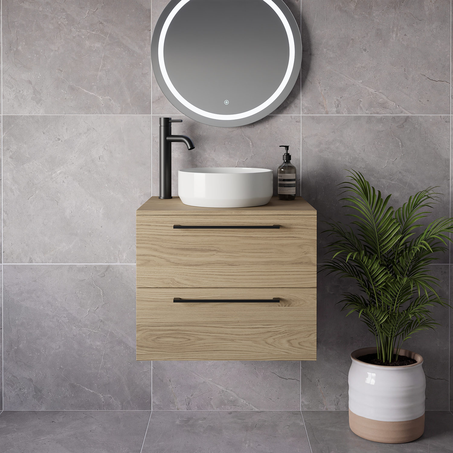 Napoli 460 Wall Mounted 2 Drawer Vanity Unit for Countertop Basins