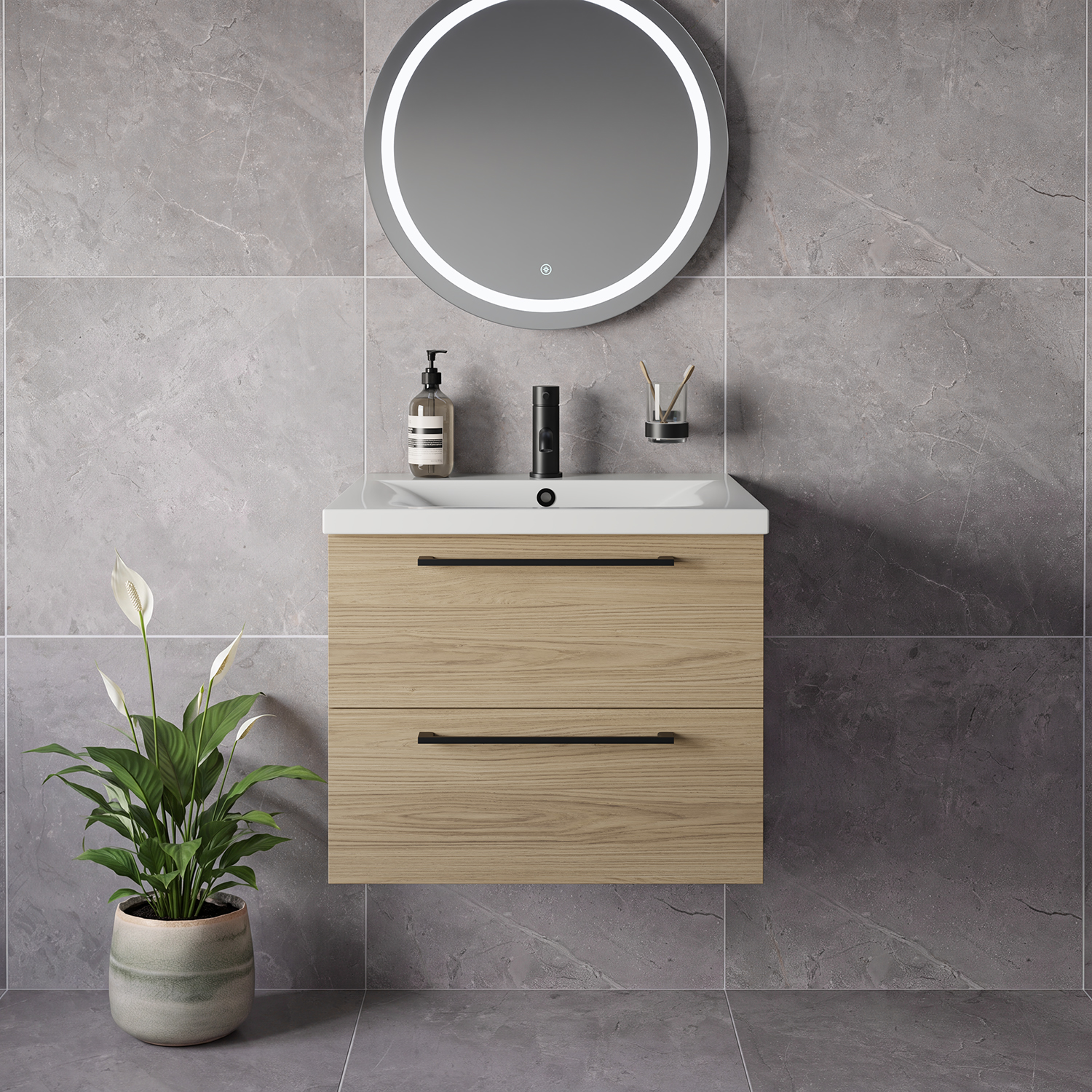 Napoli 460 Wall Mounted 2 Drawer Vanity Unit with Glide Basin