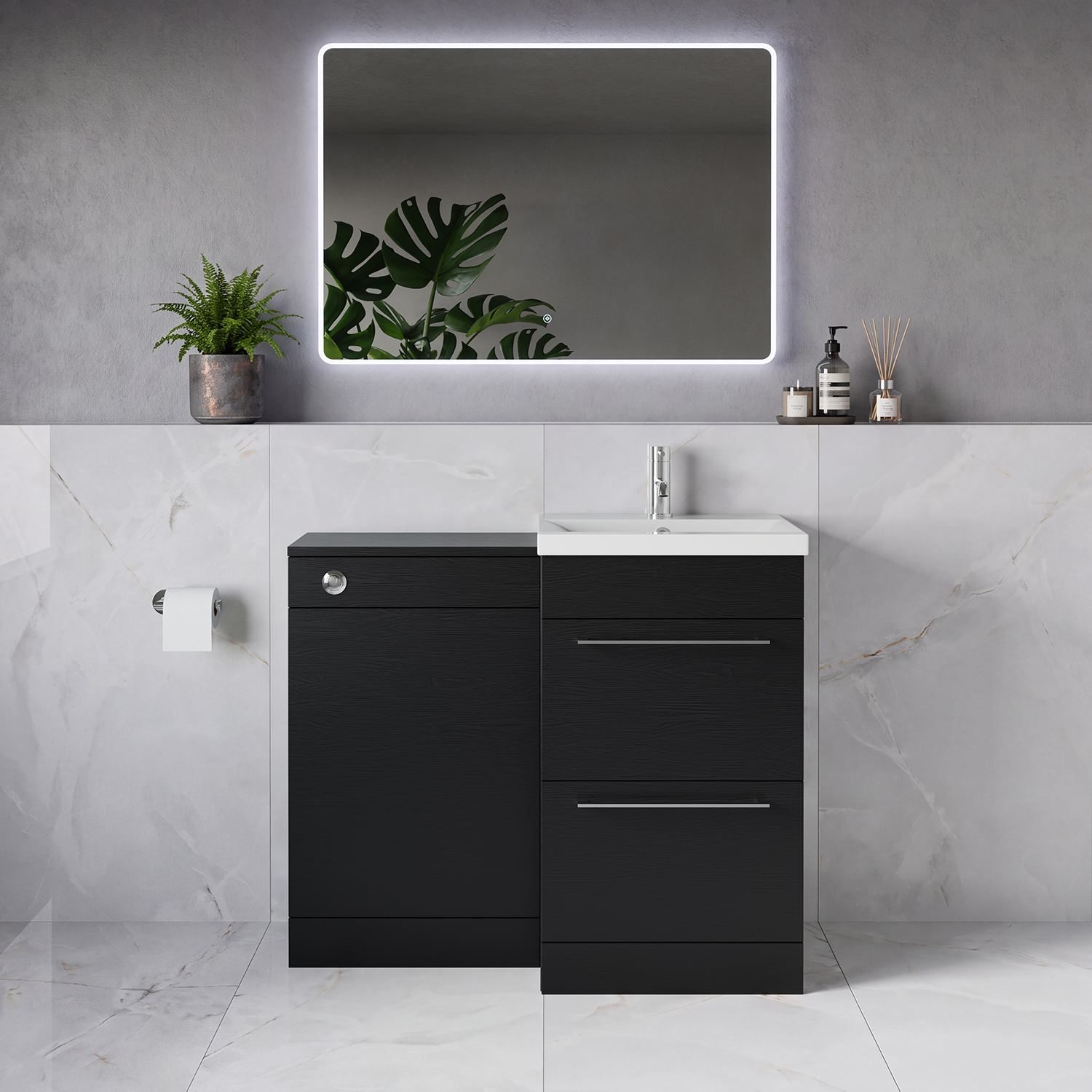 Napoli 390 2 Drawer Vanity Unit Toilet Suite with Glide Basin