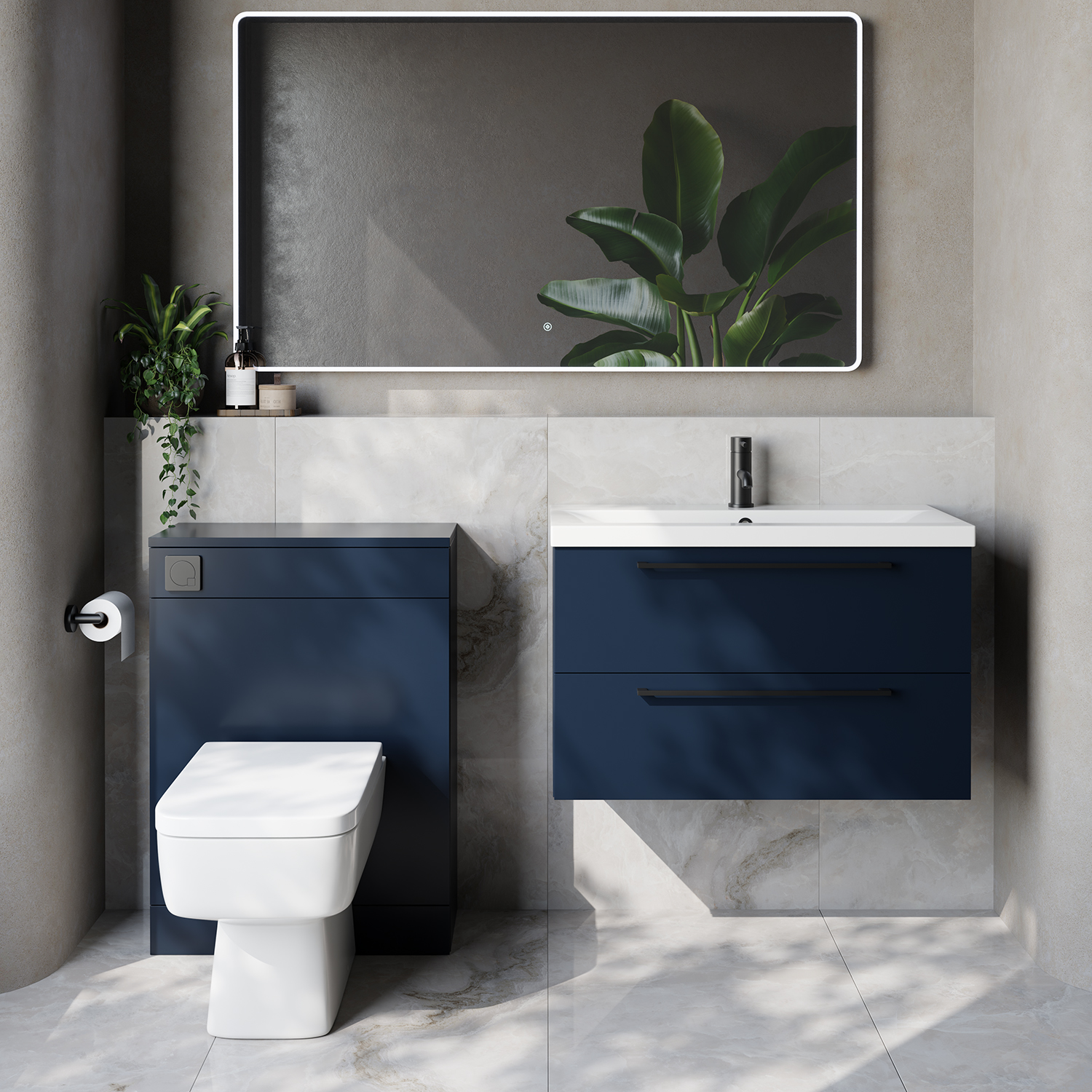 Napoli 390 Cento Wall Mounted 2 Drawer Vanity Unit and Toilet Suite with Glide Basin