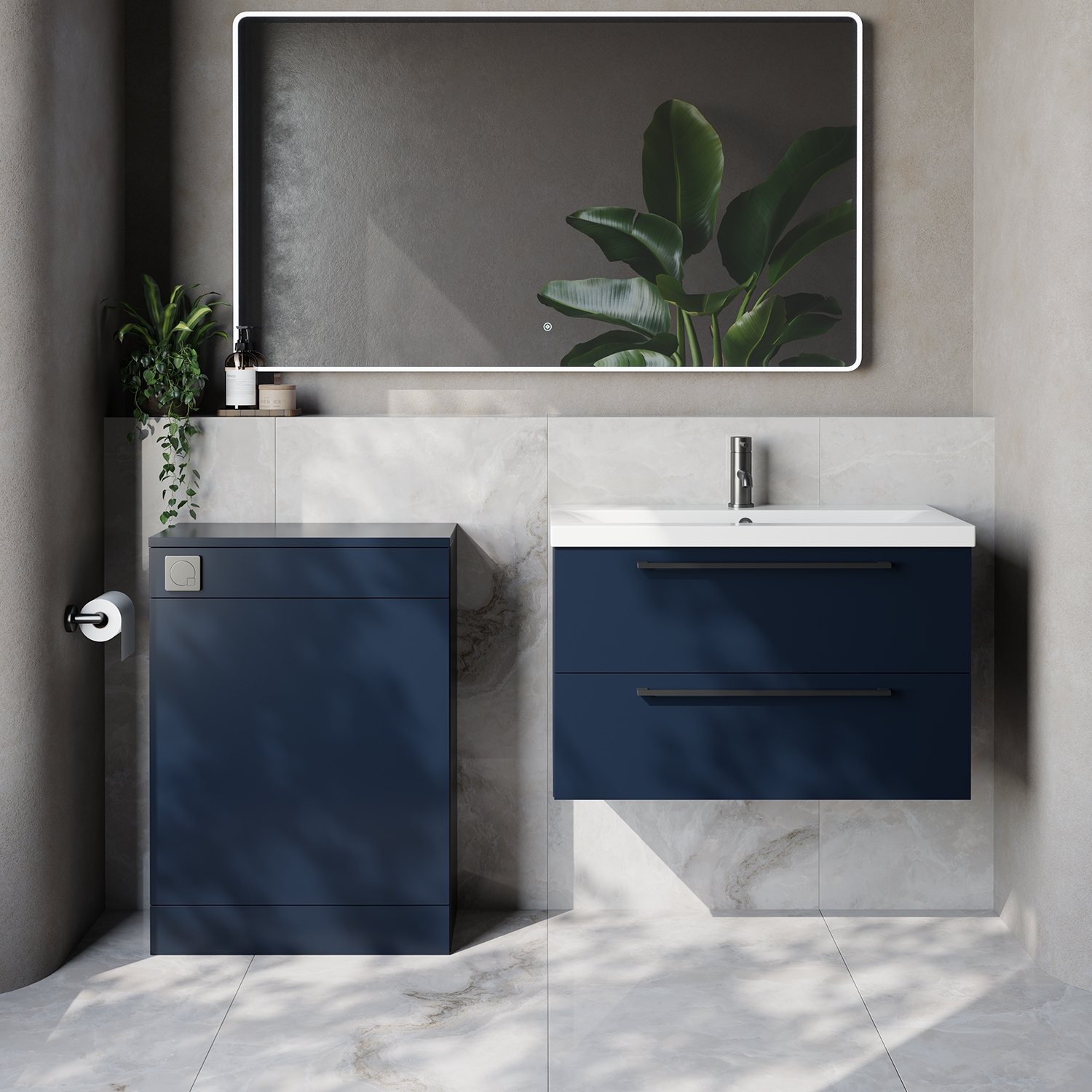 Napoli 390 Cento Wall Mounted 2 Drawer Vanity Unit and Toilet Suite with Glide Basin