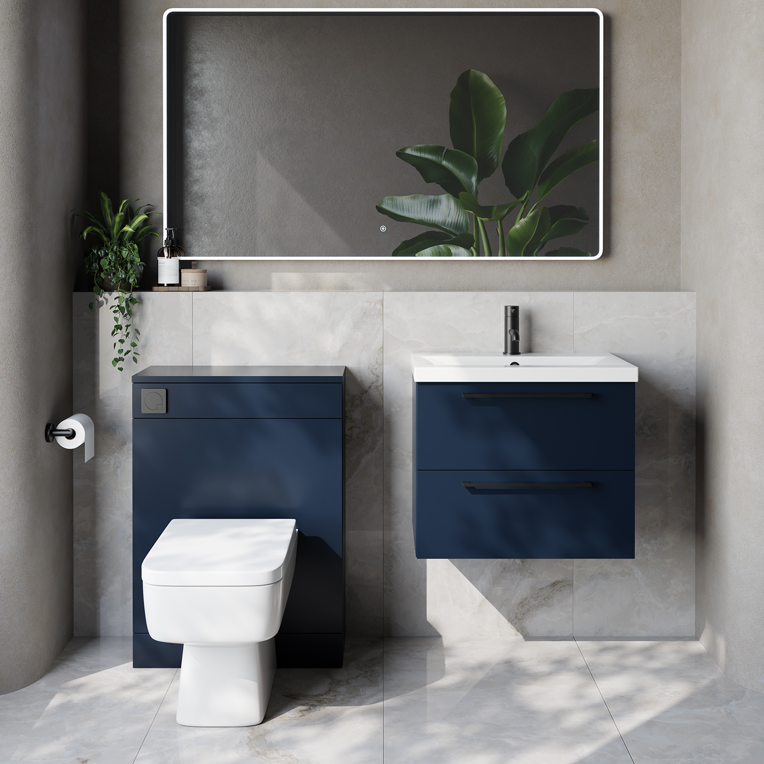 Napoli 390 Cento Wall Mounted 2 Drawer Vanity Unit and Toilet Suite with Glide Basin
