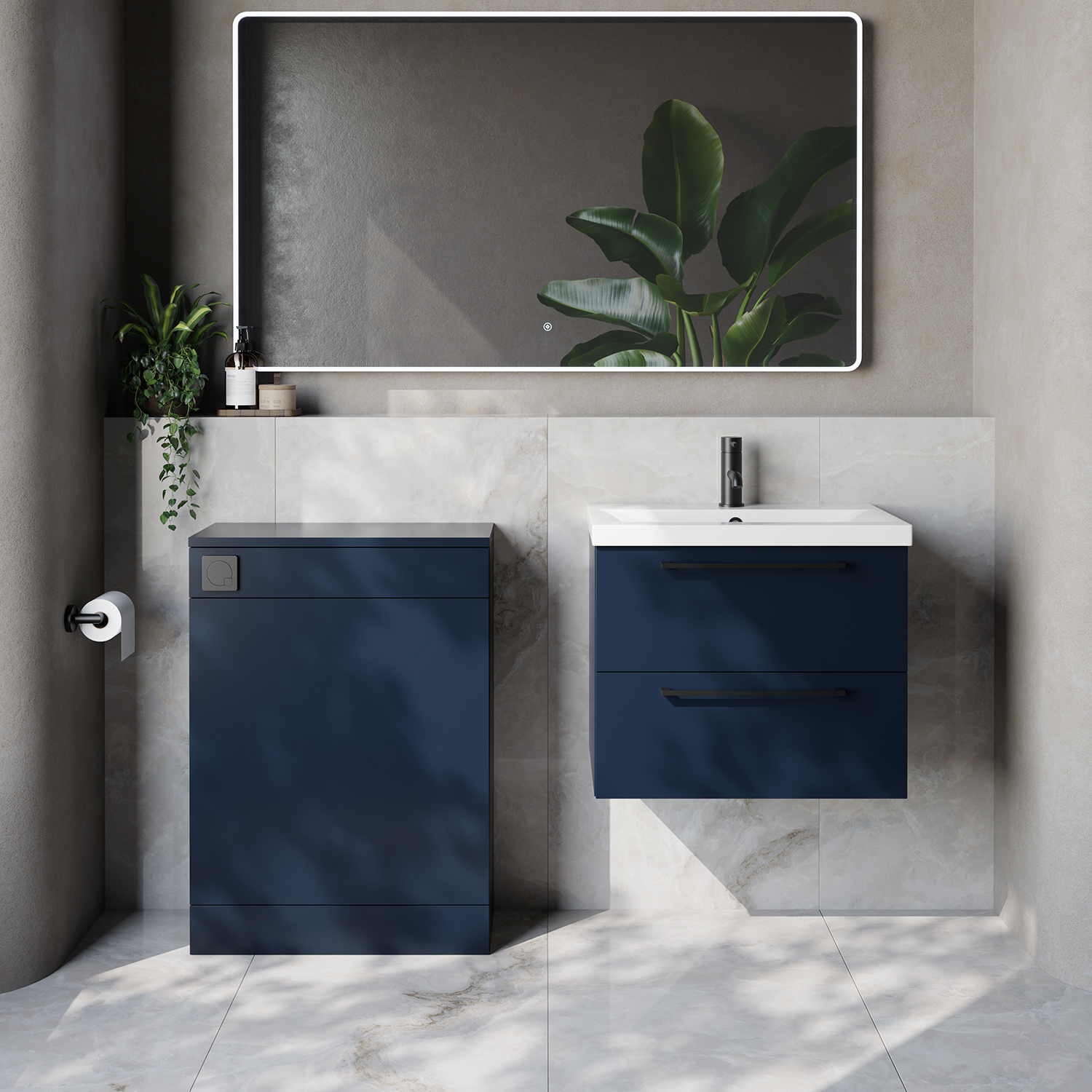 Napoli 390 Cento Wall Mounted 2 Drawer Vanity Unit and Toilet Suite with Glide Basin