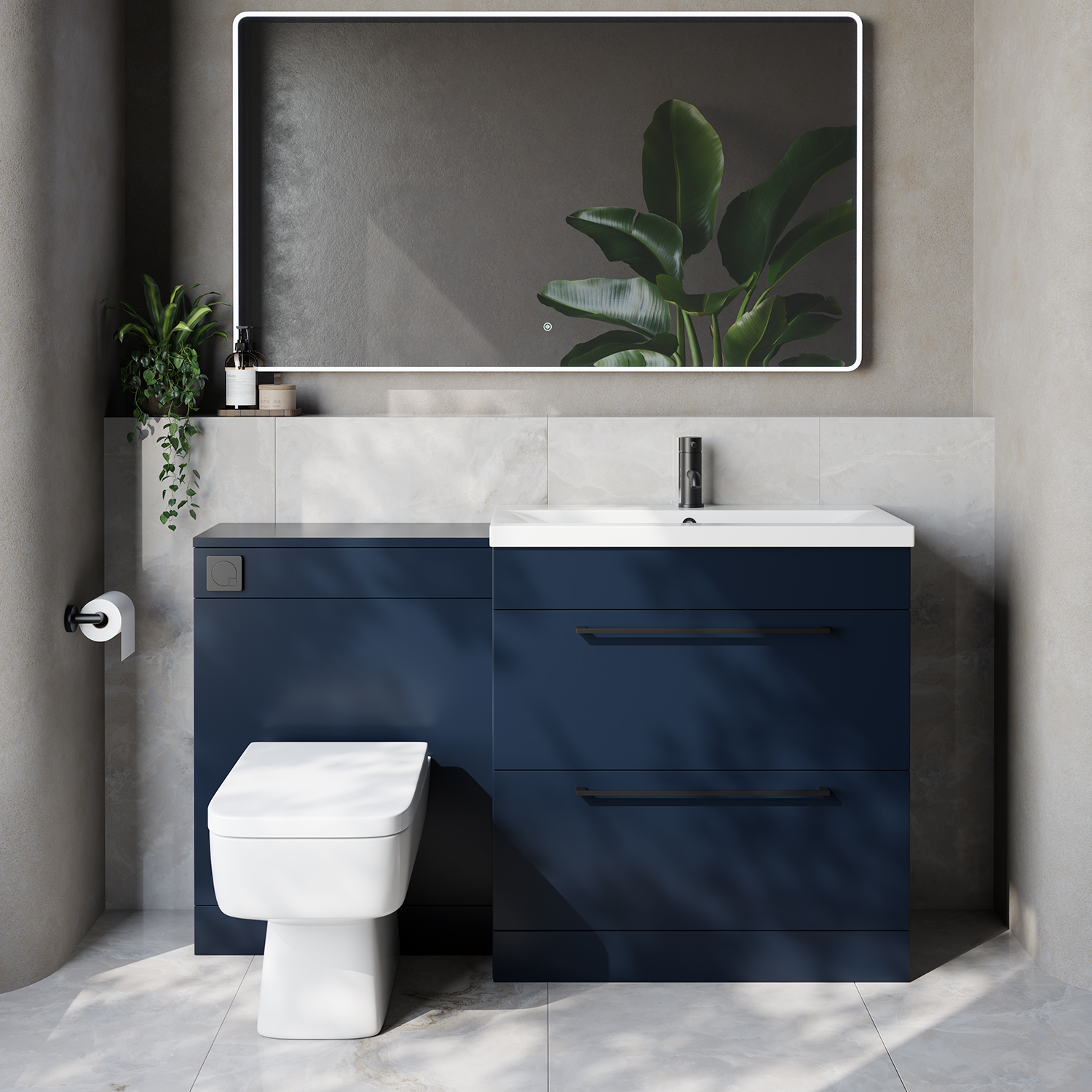 Napoli 390 Cento 2 Drawer Vanity Unit Toilet Suite with Glide Basin
