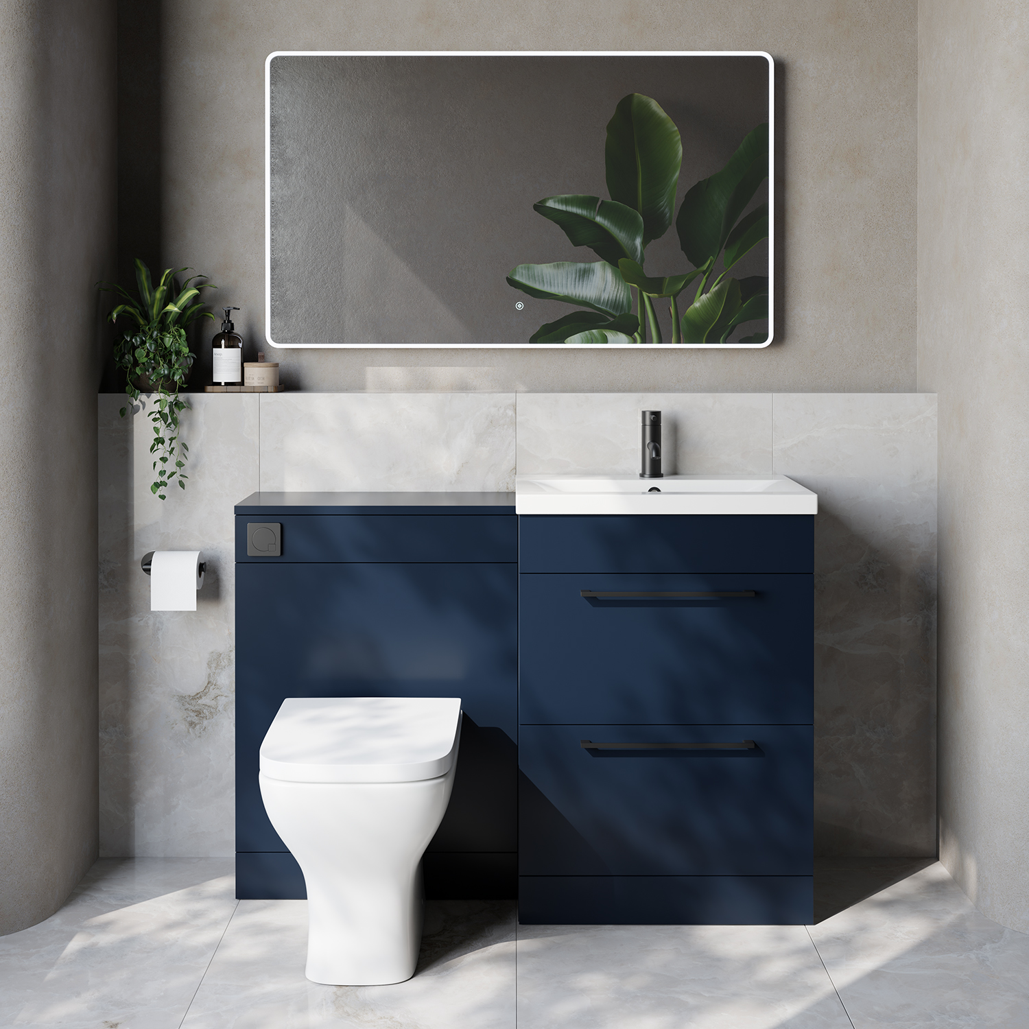 Napoli 390 Cento 2 Drawer Vanity Unit Toilet Suite with Glide Basin