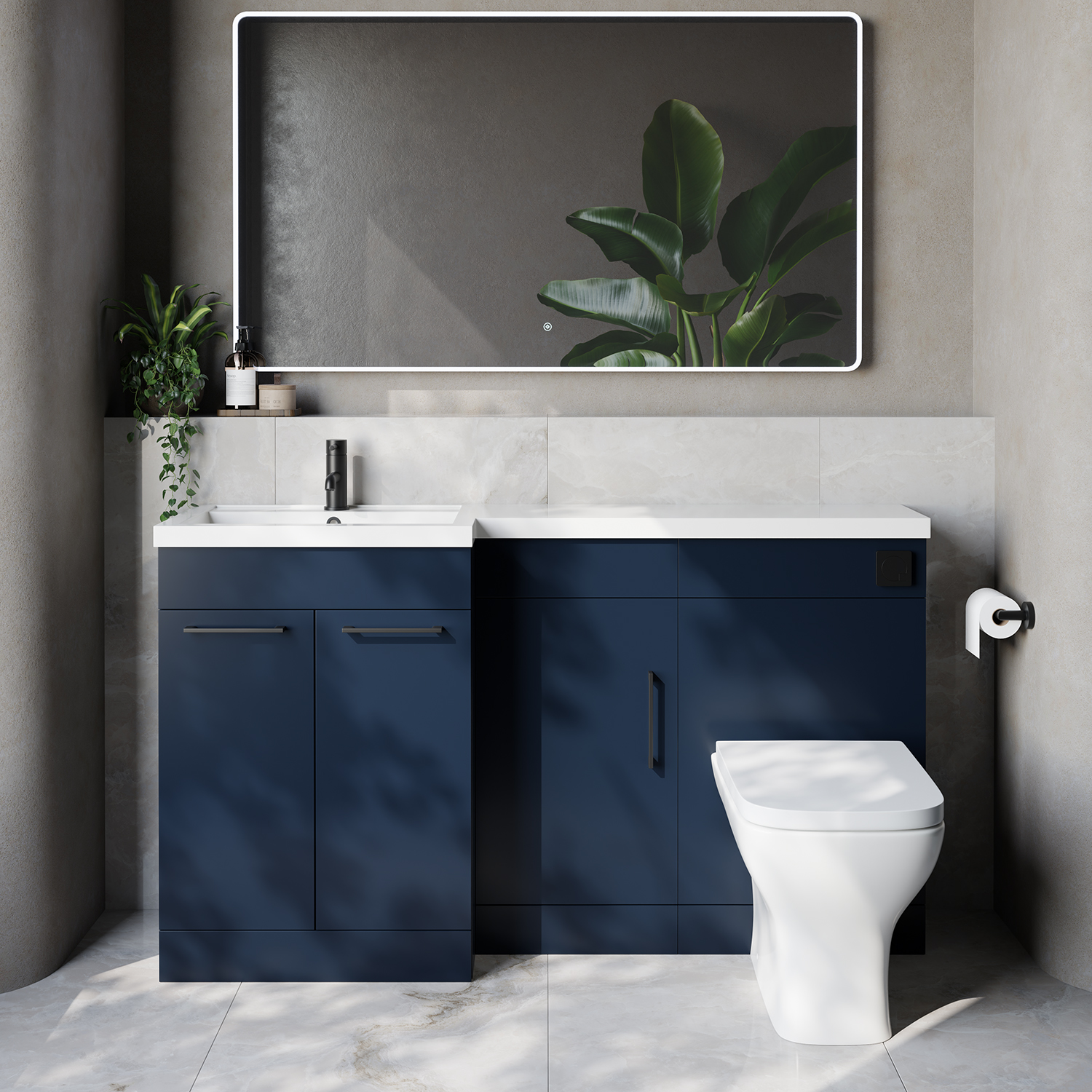 Napoli 390 3 Door Vanity Unit Toilet Suite with Left Hand Square Lucia Basin