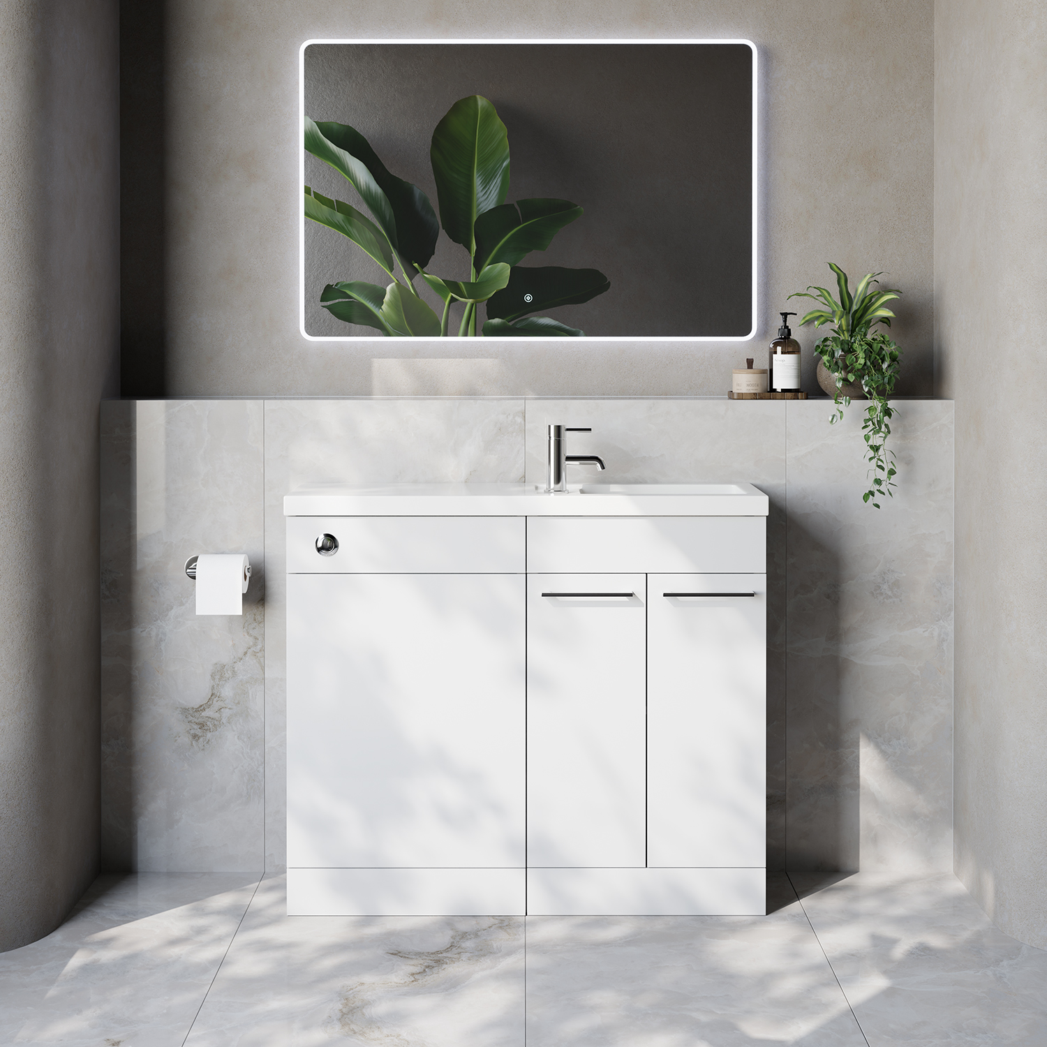 Napoli 250 2 Door Vanity Unit Toilet Suite with Square Silvo Basin