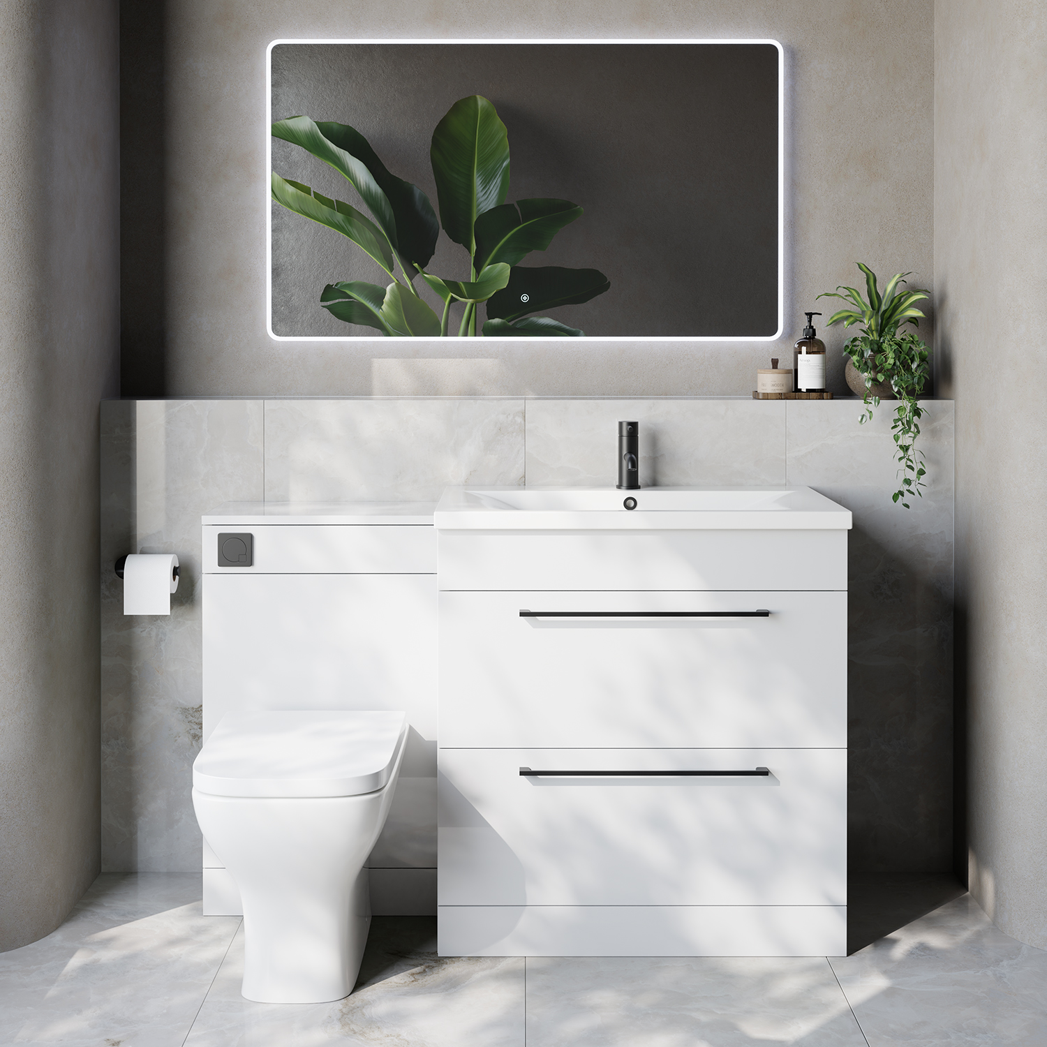 Napoli 460 2 Drawer Vanity Unit Toilet Suite with Glide Basin