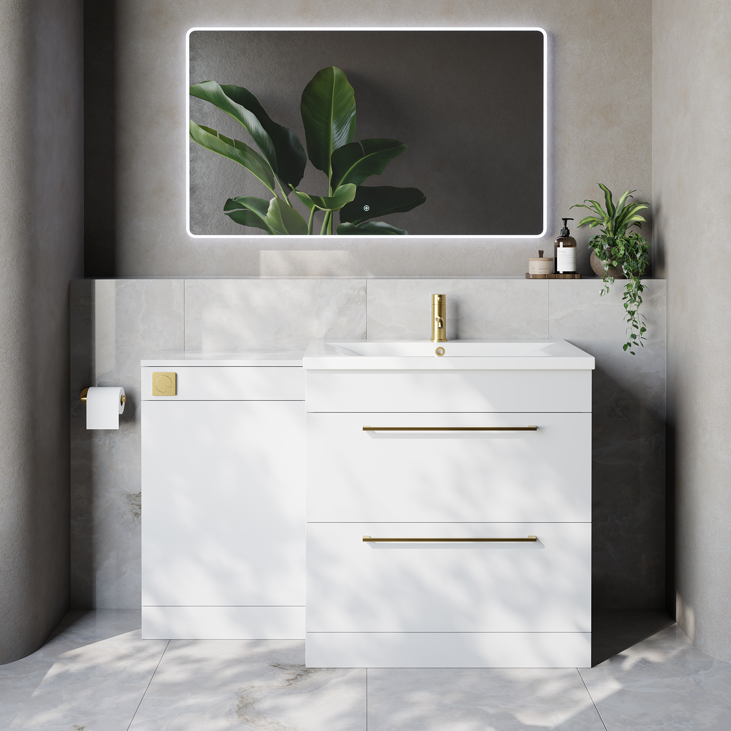 Napoli 460 2 Drawer Vanity Unit Toilet Suite with Glide Basin
