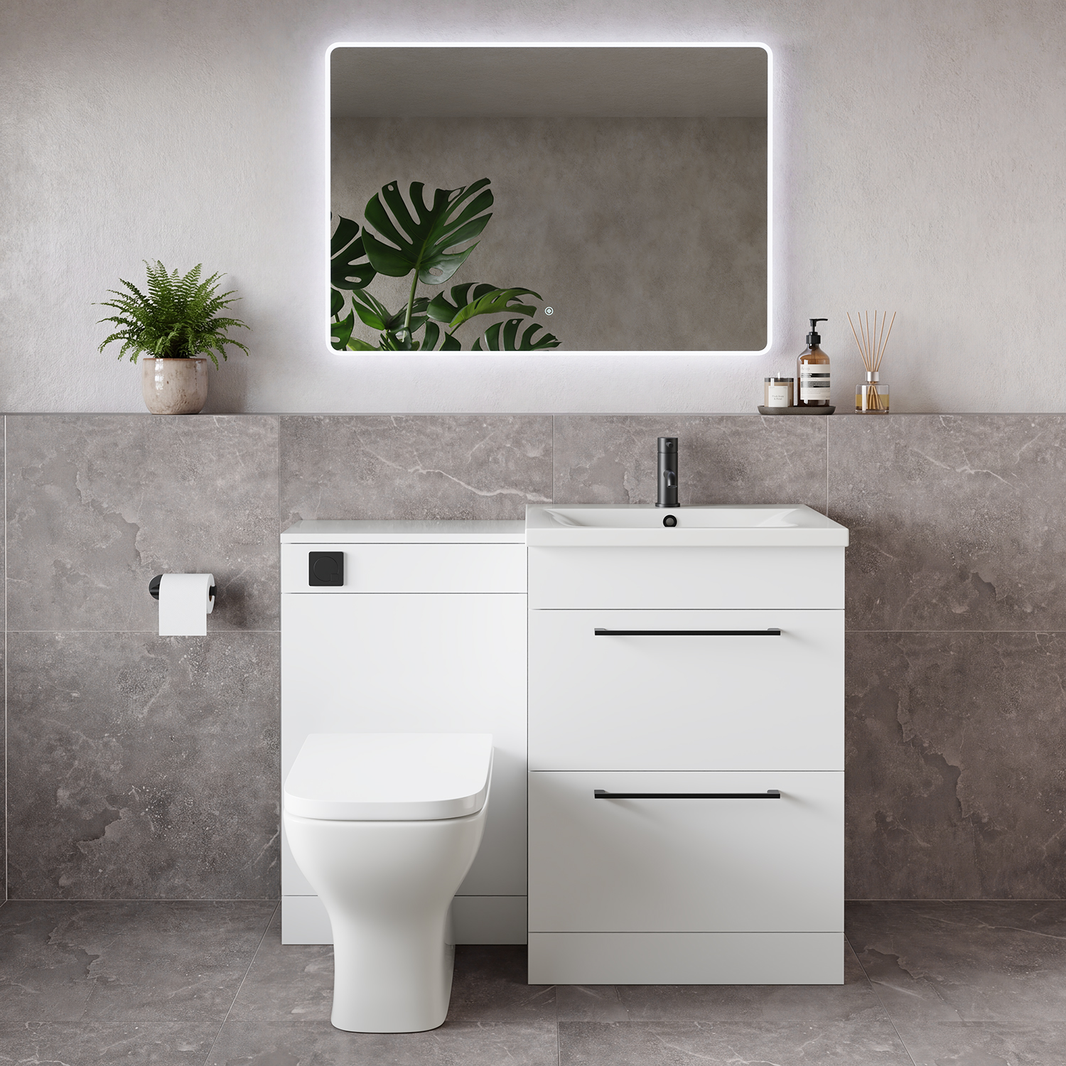 Napoli 460 2 Drawer Vanity Unit Toilet Suite with Glide Basin