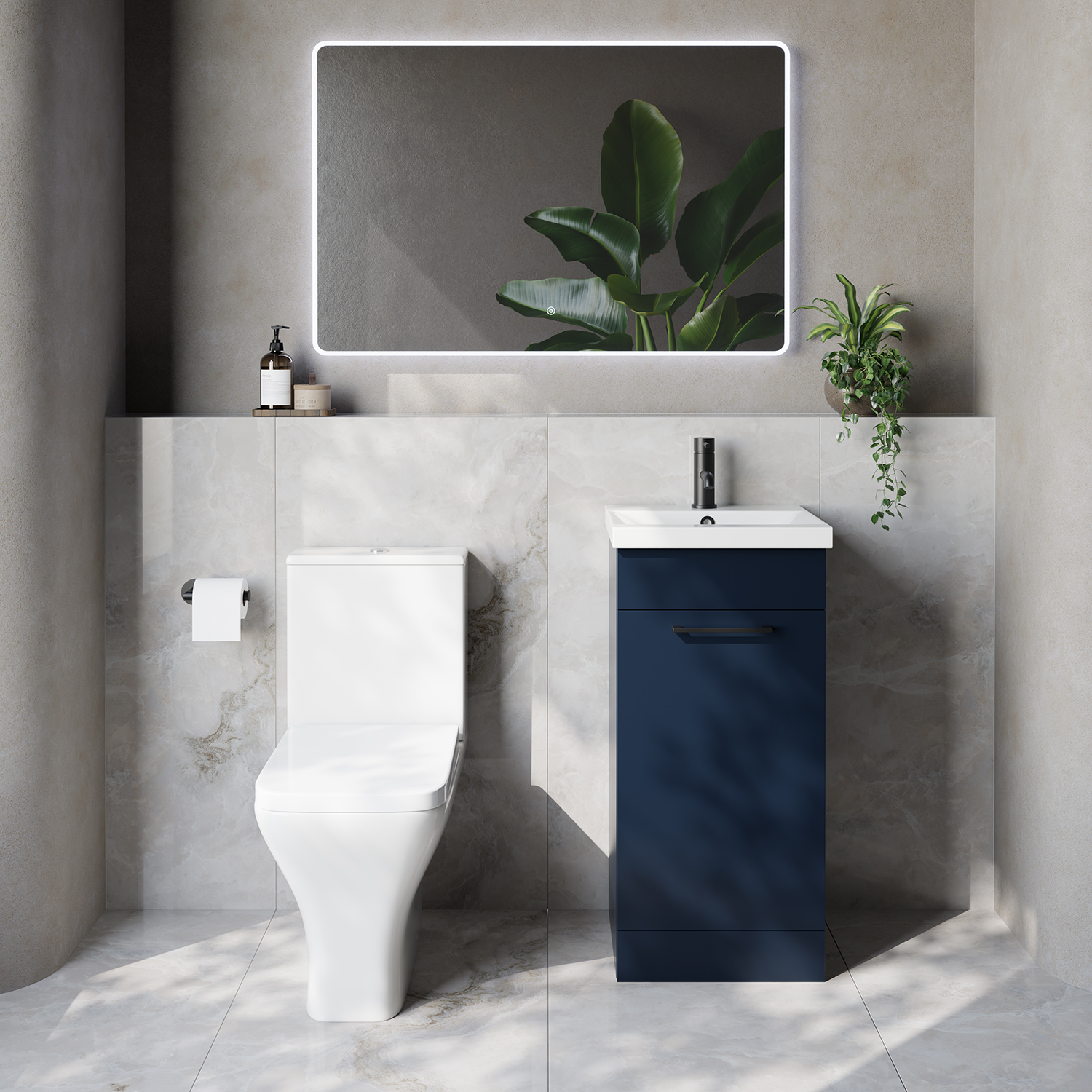 Napoli 390 Single Door Vanity Unit and Kingston Toilet Suite with Glide Basin