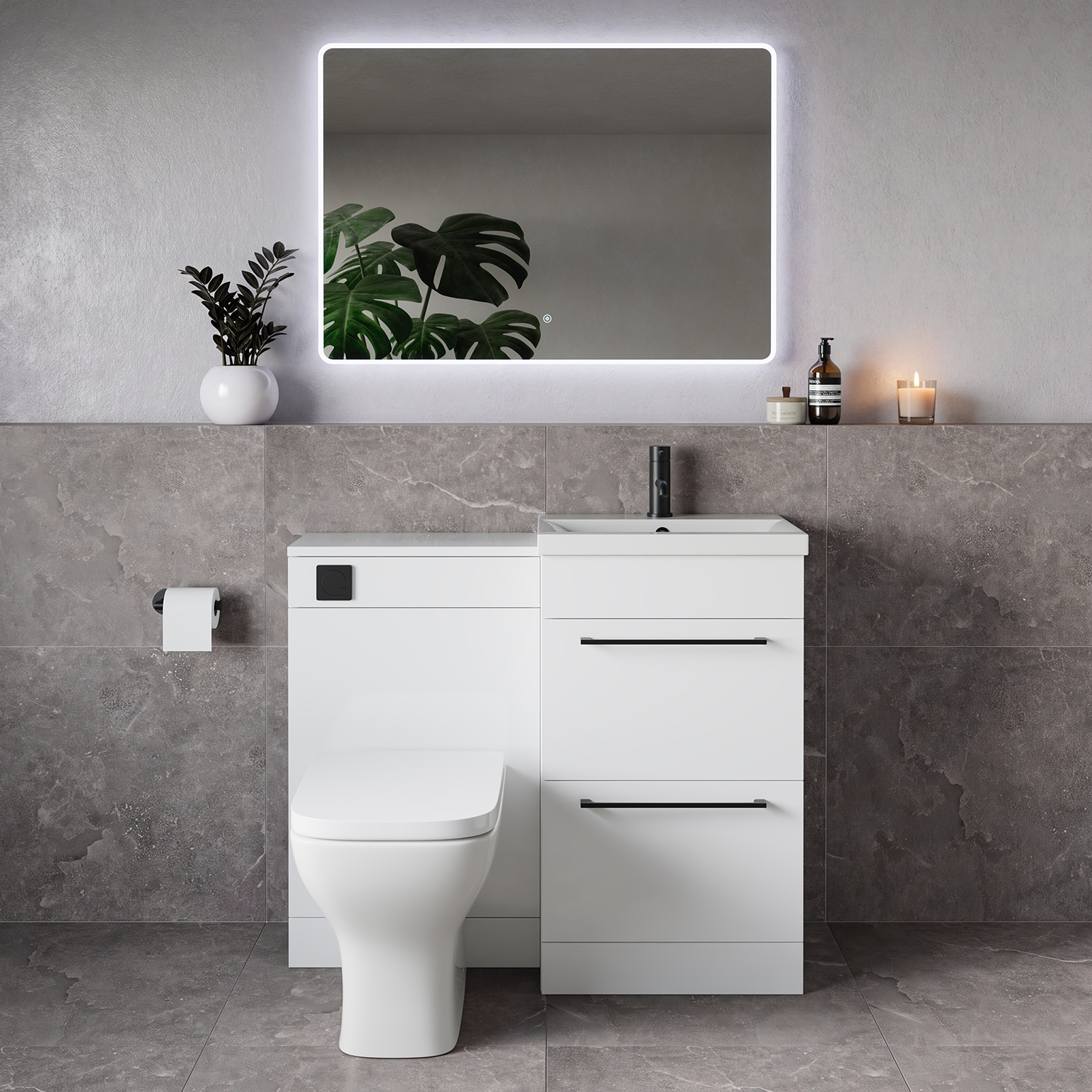 Napoli 390 2 Drawer Vanity Unit Toilet Suite with Glide Basin