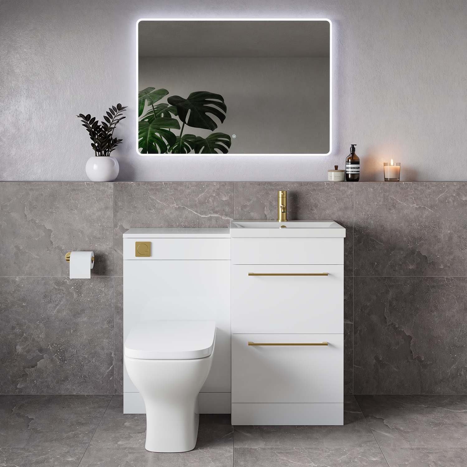 Napoli 390 2 Drawer Vanity Unit Toilet Suite with Glide Basin