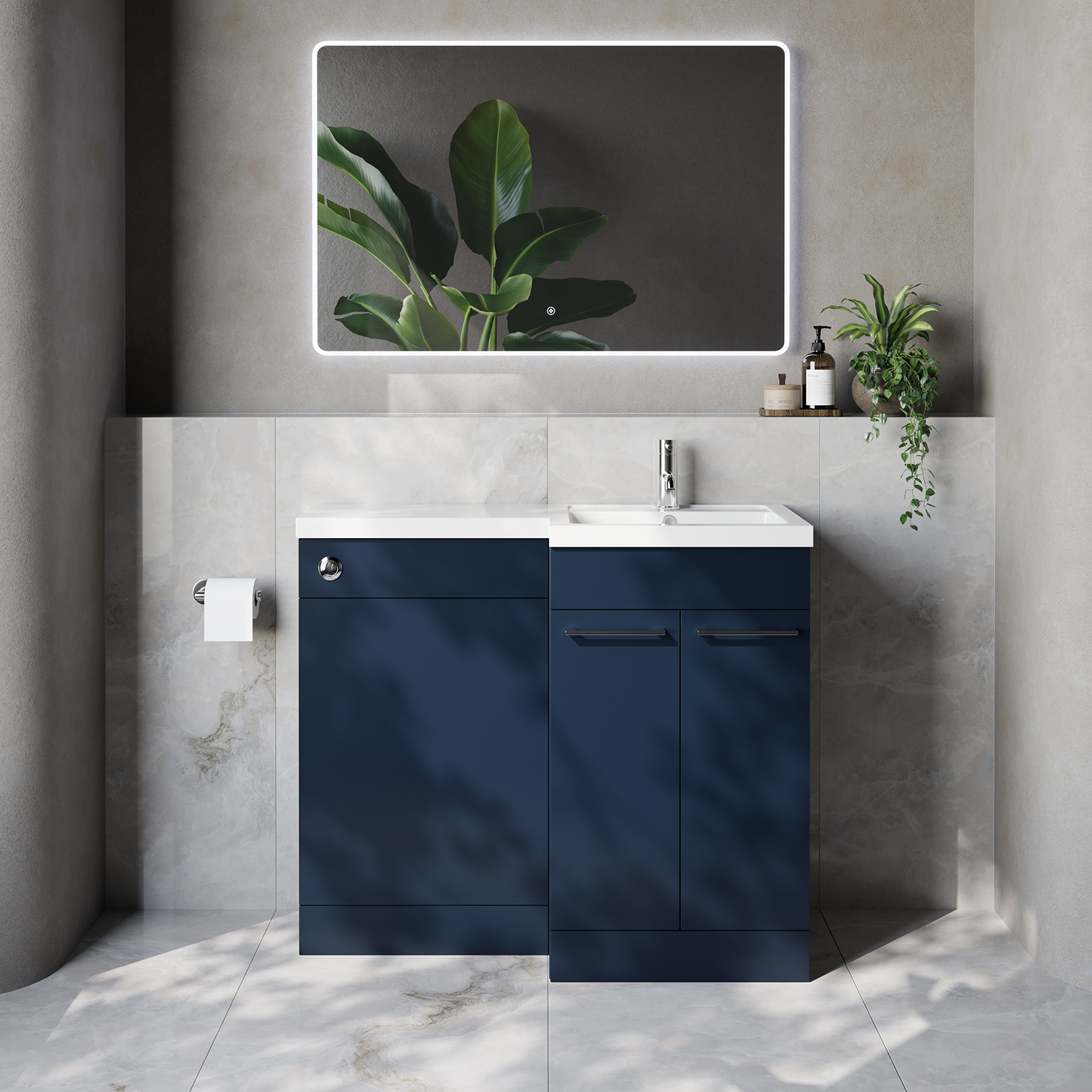 Napoli 390 2 Door Vanity Unit Toilet Suite with Right Hand Square Lucia Basin