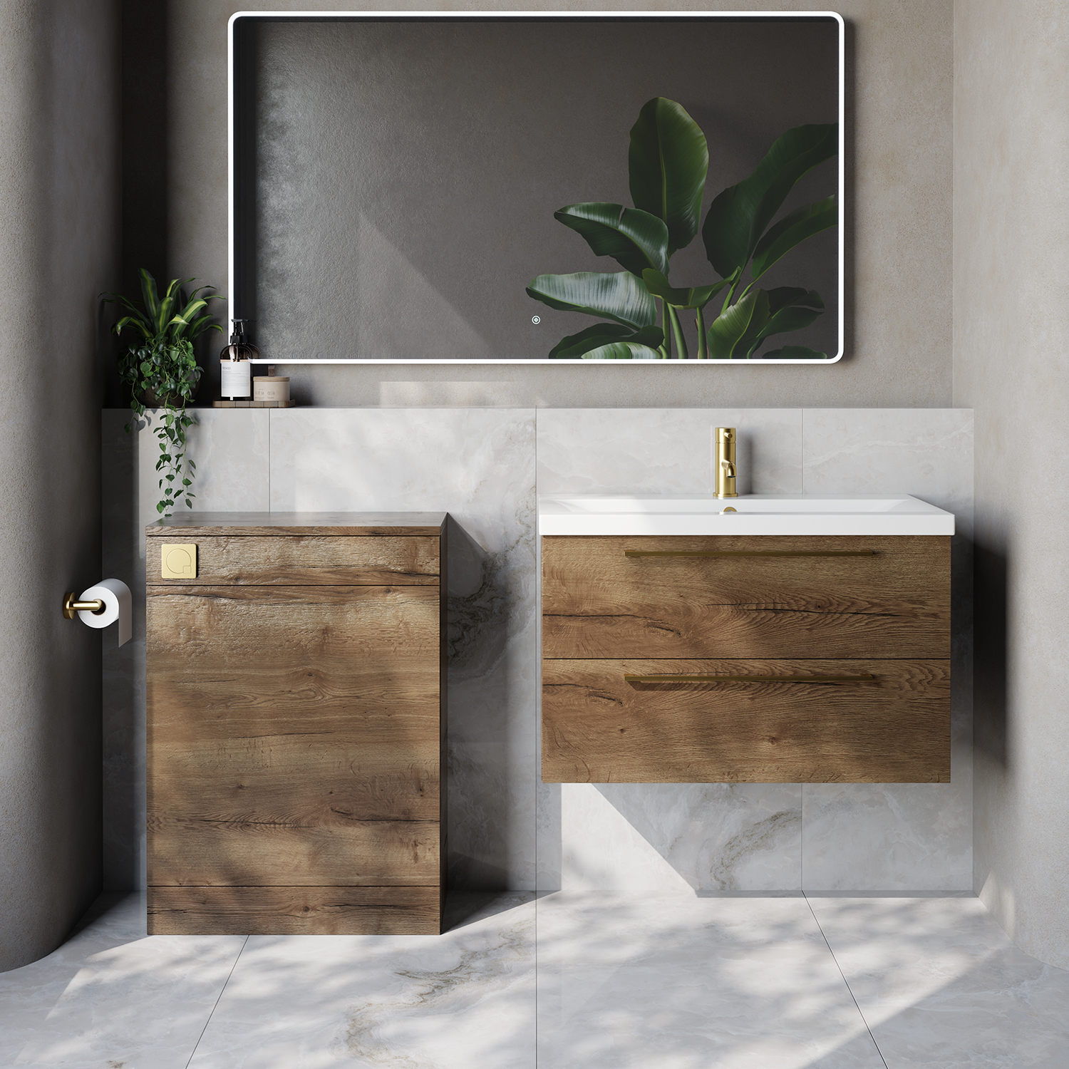 Napoli 390 Cento Wall Mounted 2 Drawer Vanity Unit and Toilet Suite with Glide Basin
