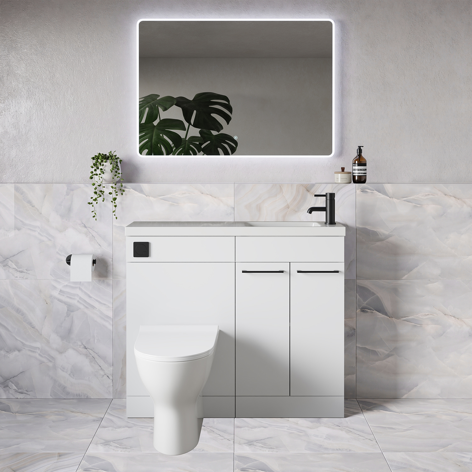 Napoli 250 2 Door Vanity Unit Toilet Suite with Round Silvo Basin