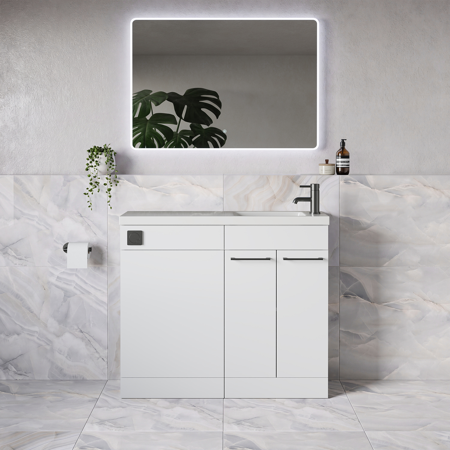 Napoli 250 2 Door Vanity Unit Toilet Suite with Round Silvo Basin
