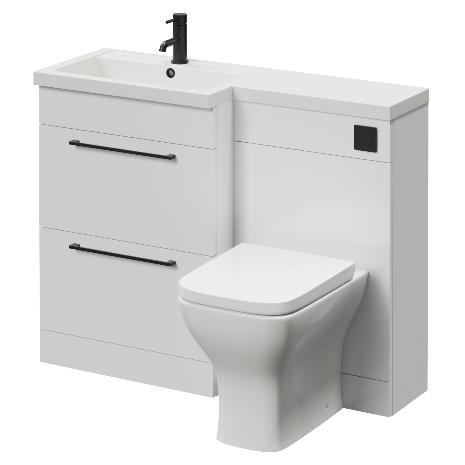 Napoli 390 2 Drawer Vanity Unit Toilet Suite with Square Left Hand Lucia Basin