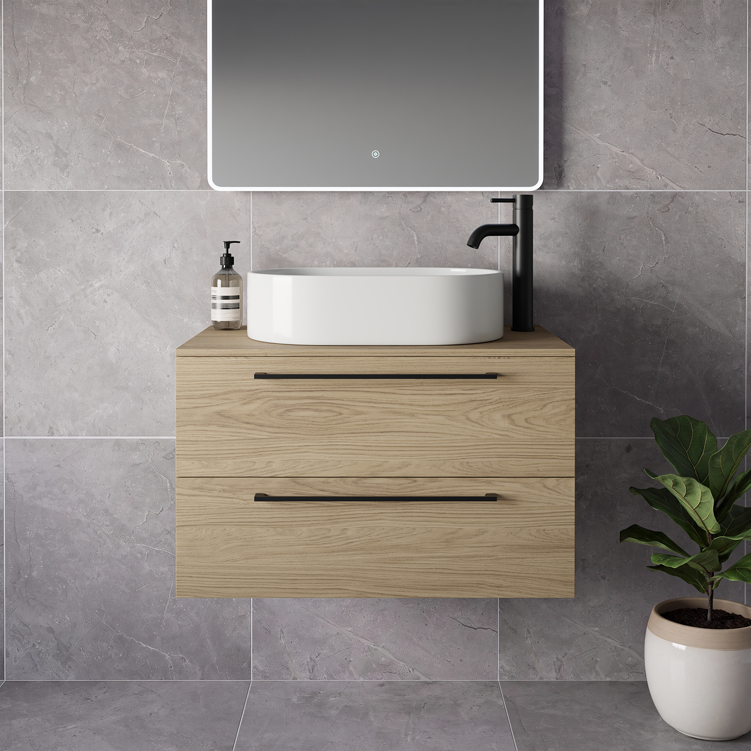 Napoli 460 Wall Mounted 2 Drawer Vanity Unit for Countertop Basins