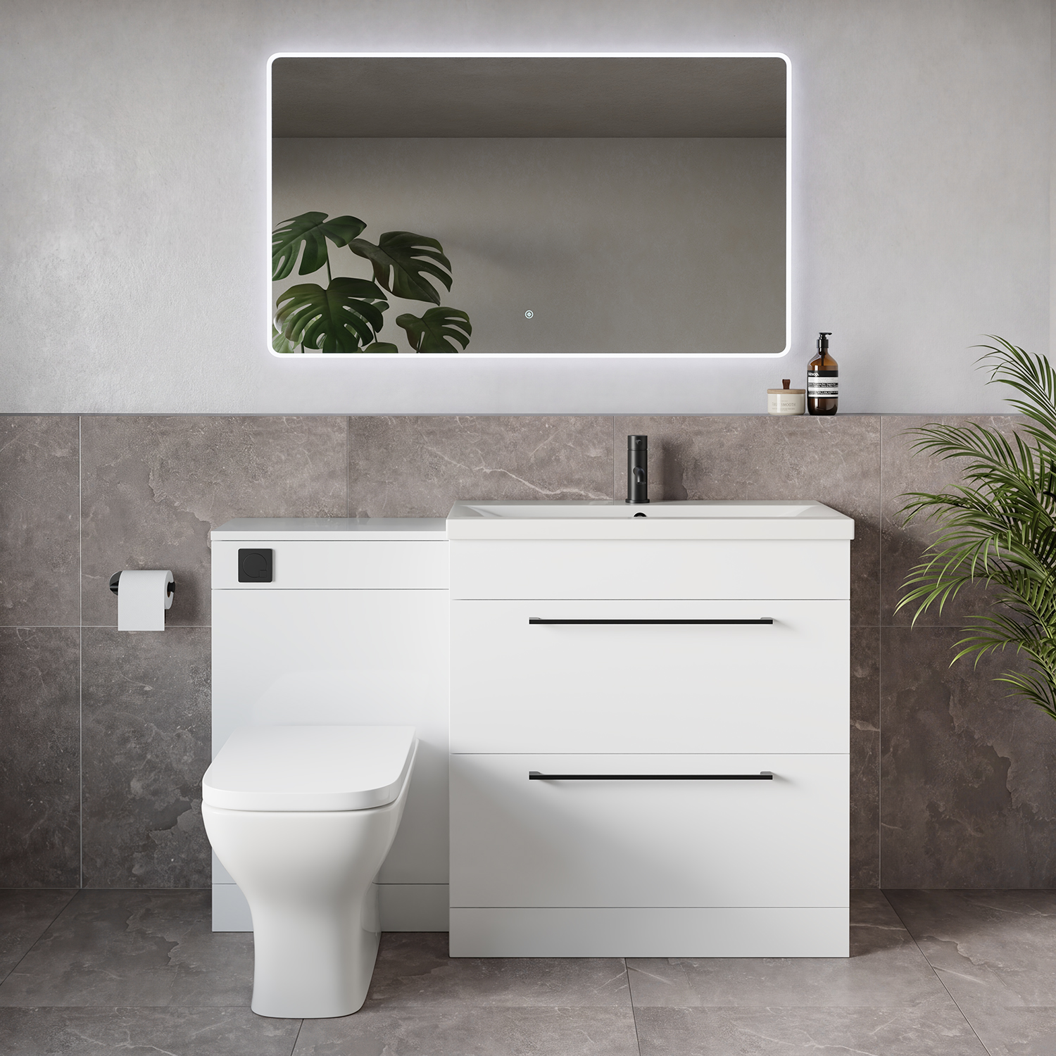 Napoli 390 2 Drawer Vanity Unit Toilet Suite with Glide Basin